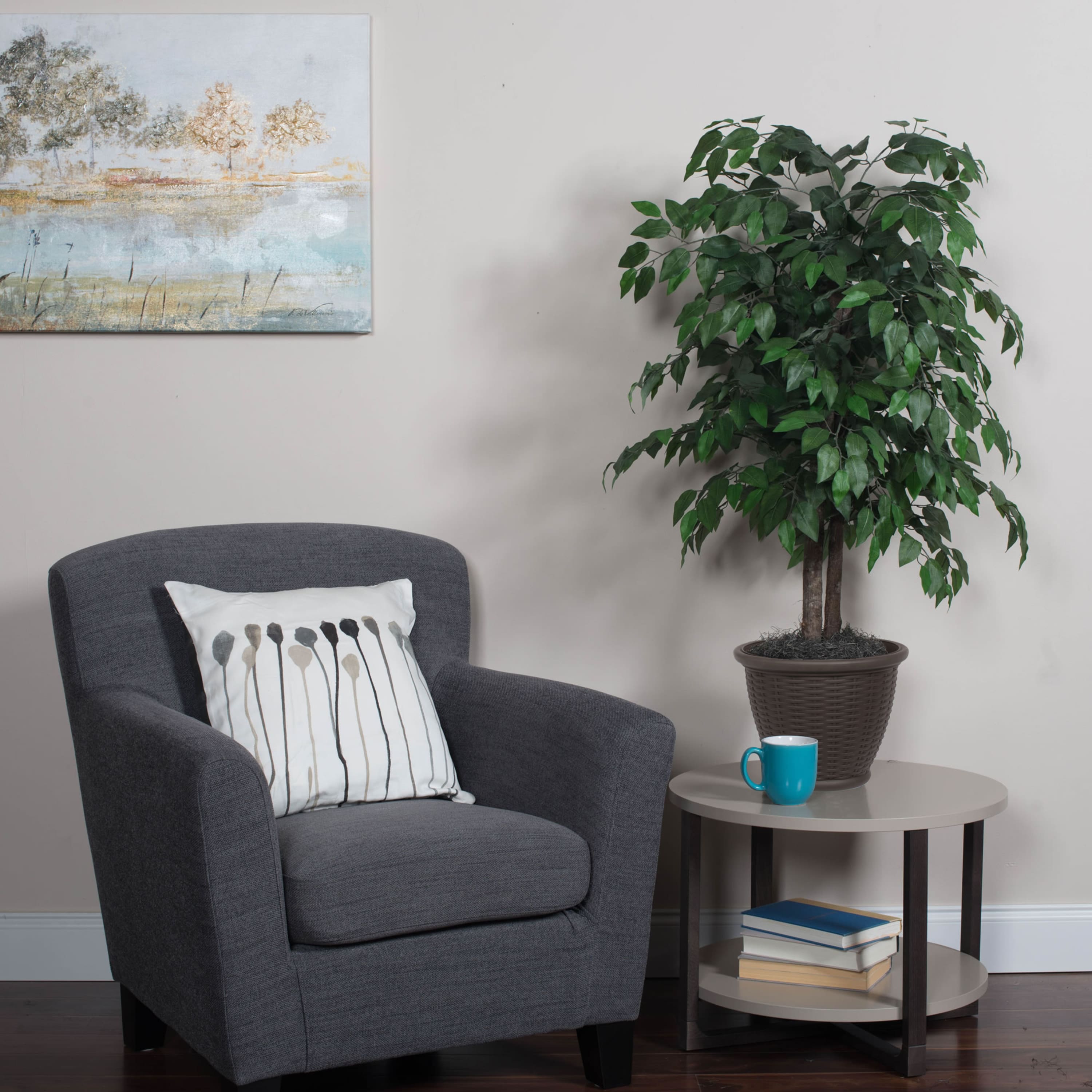 4ft. Artificial Ficus Bush with Brown Plastic Container