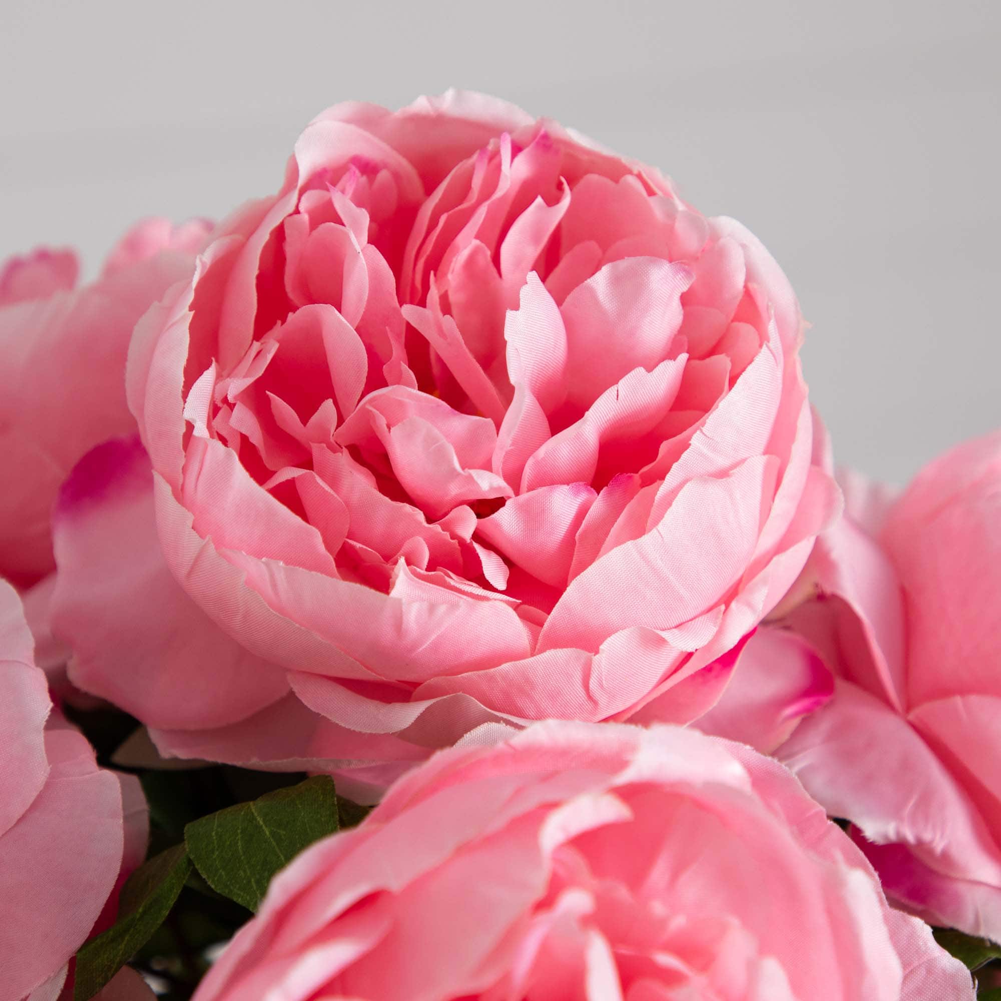 16" Light Pink Peony Arrangement in Glass Vase