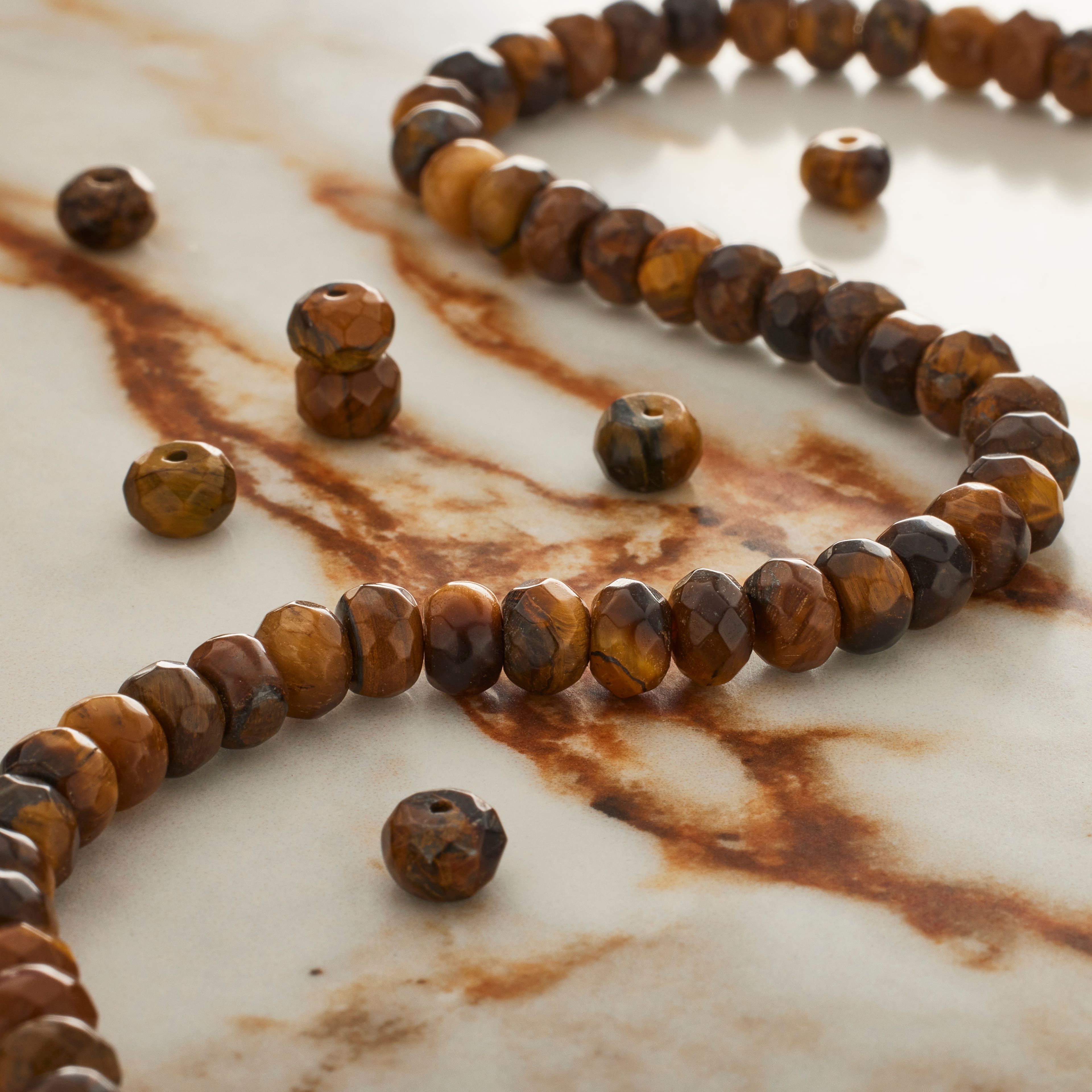 12 Pack: Yellow Tiger's Eye Faceted Rondelle Beads, 6mm by Bead Landing™