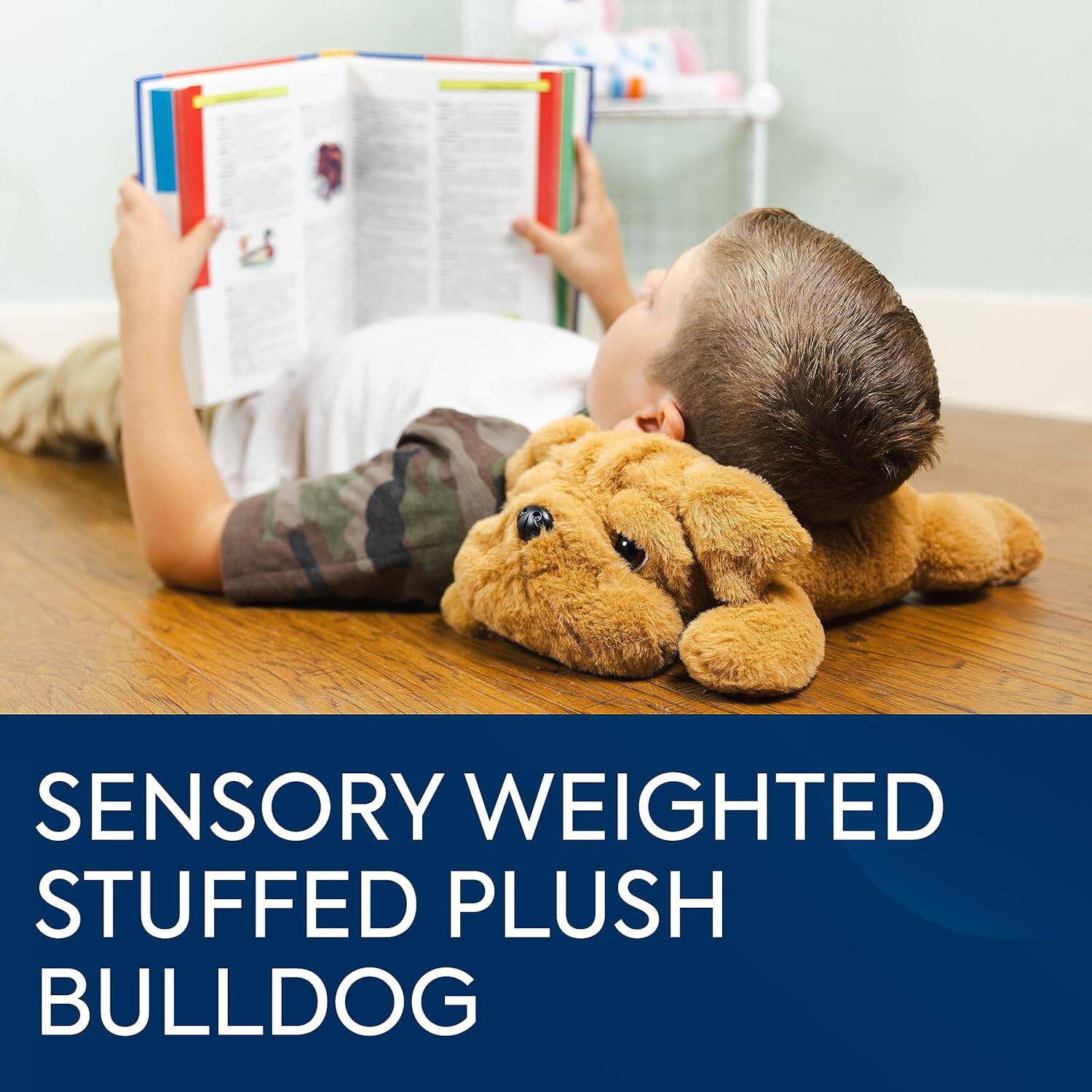 Bouncyband® Brown Happy Hugs Sensory Weighted Plush Bulldog