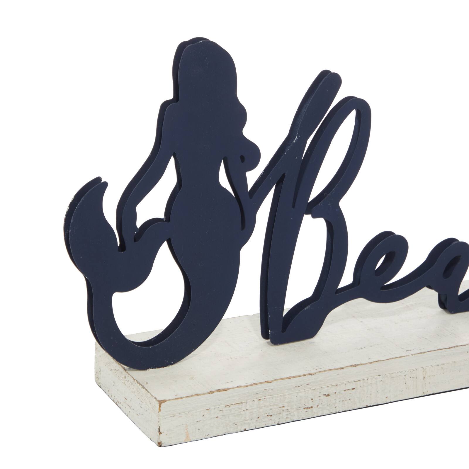 19" Black Wood Coastal Beach Tabletop Sign