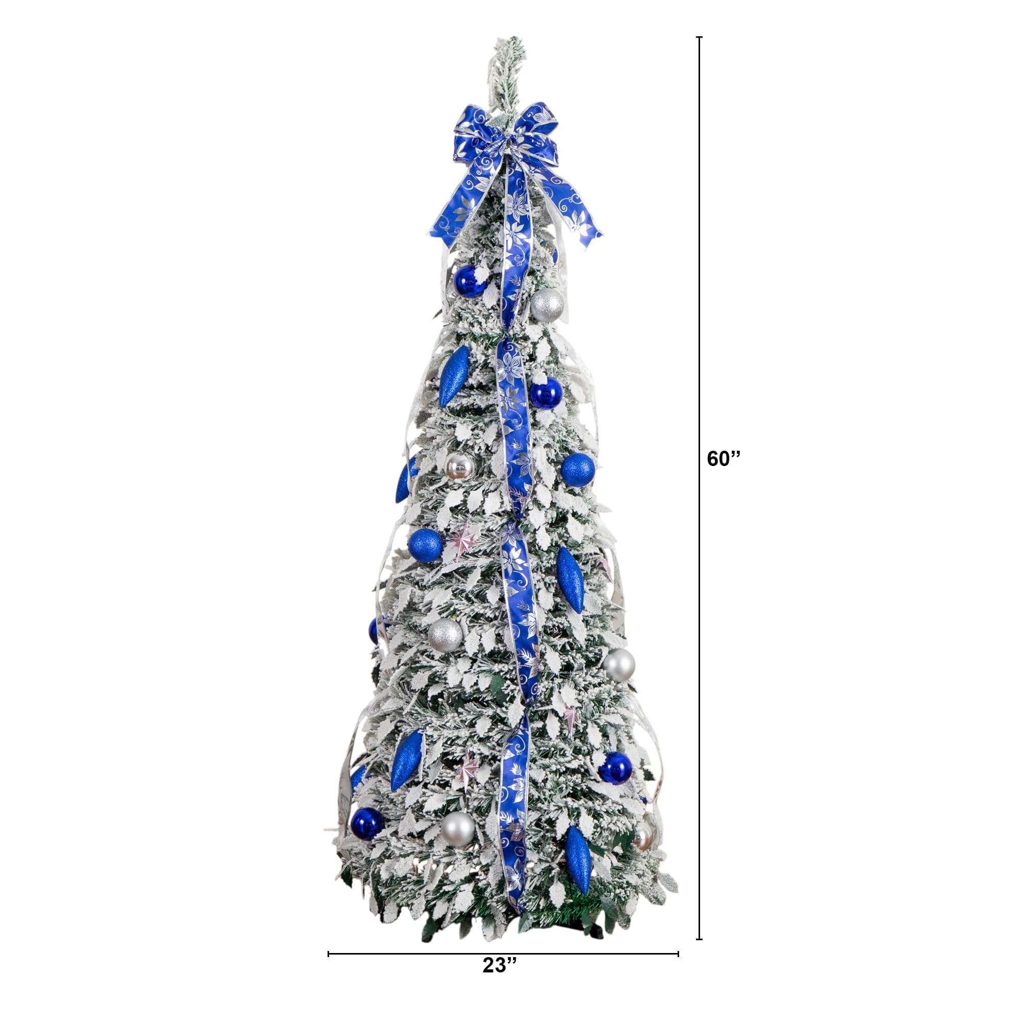 5ft. Pre-Lit Pop-Up Flocked Artificial Christmas Tree, Warm White LED Lights