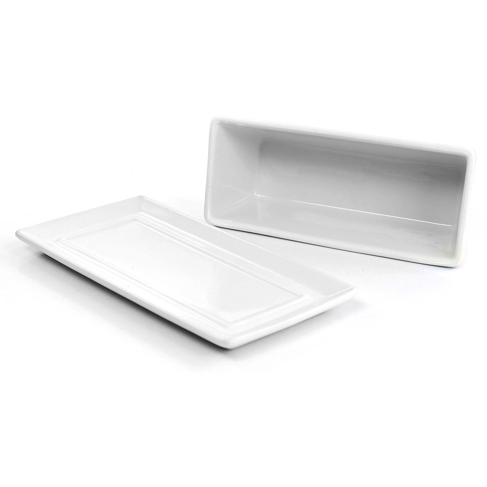 Martha Stewart White Ceramic Butter Dish with Lid