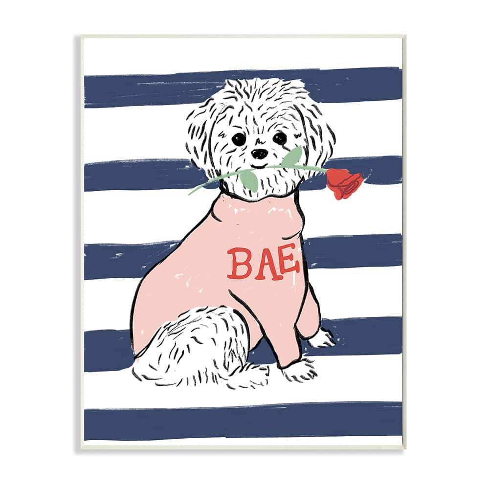 Stupell Industries Romantic Bichon Puppy Pink Bae Sweater Wall Plaque