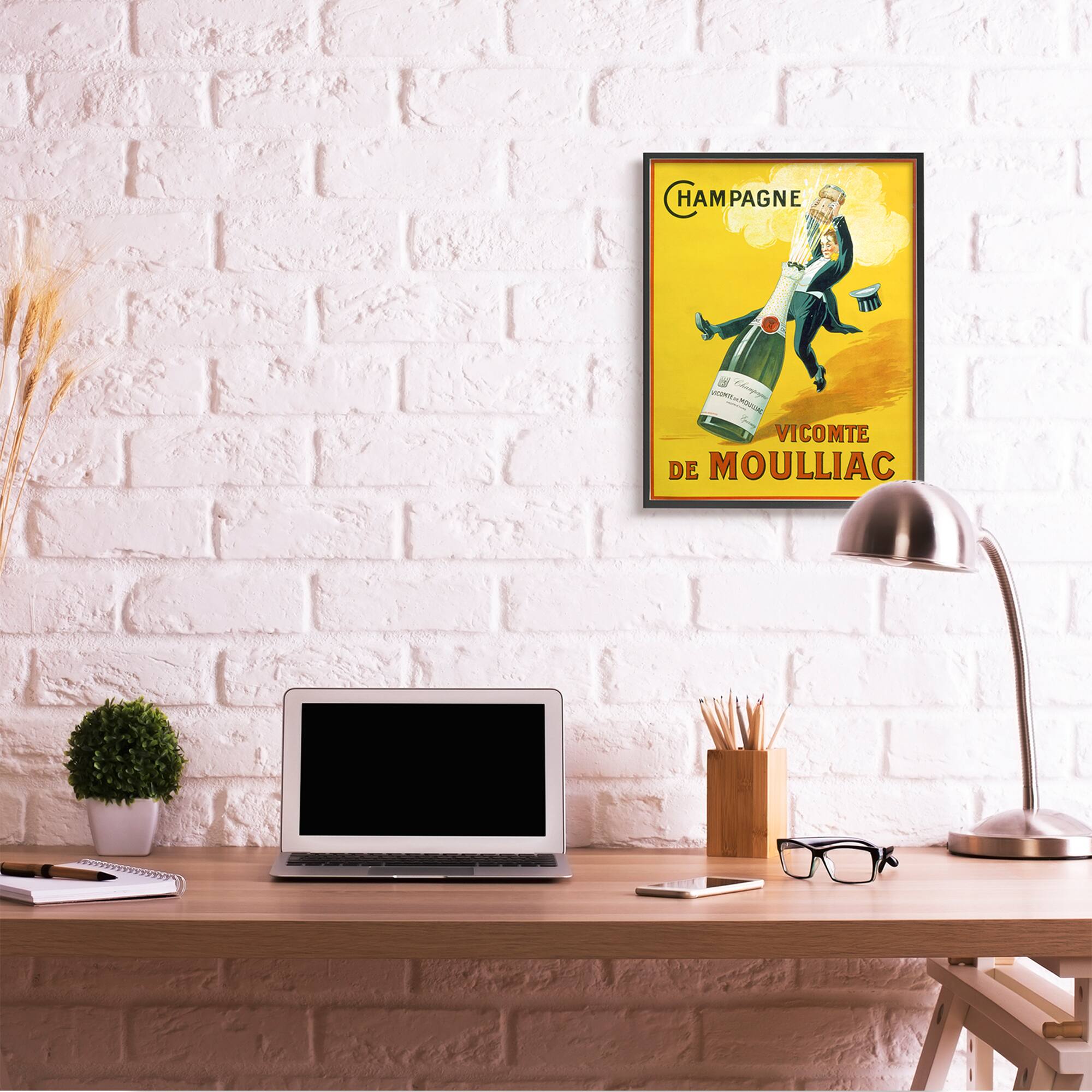 Stupell Industries Vintage Champagne Vicomte de Moulliac Wall Accent with Black Frame