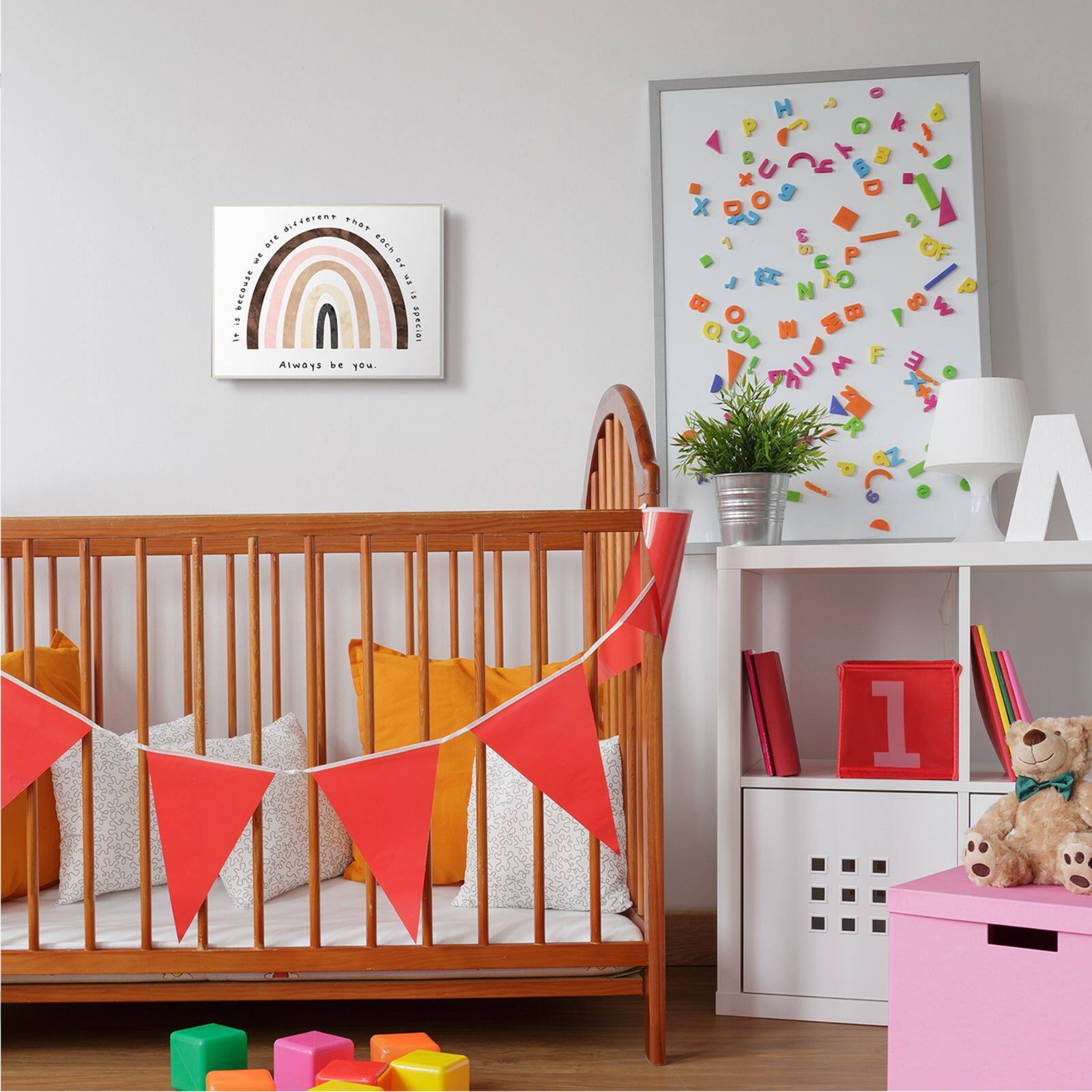 Stupell Industries Diversity Rainbow Wooden Wall Plaque