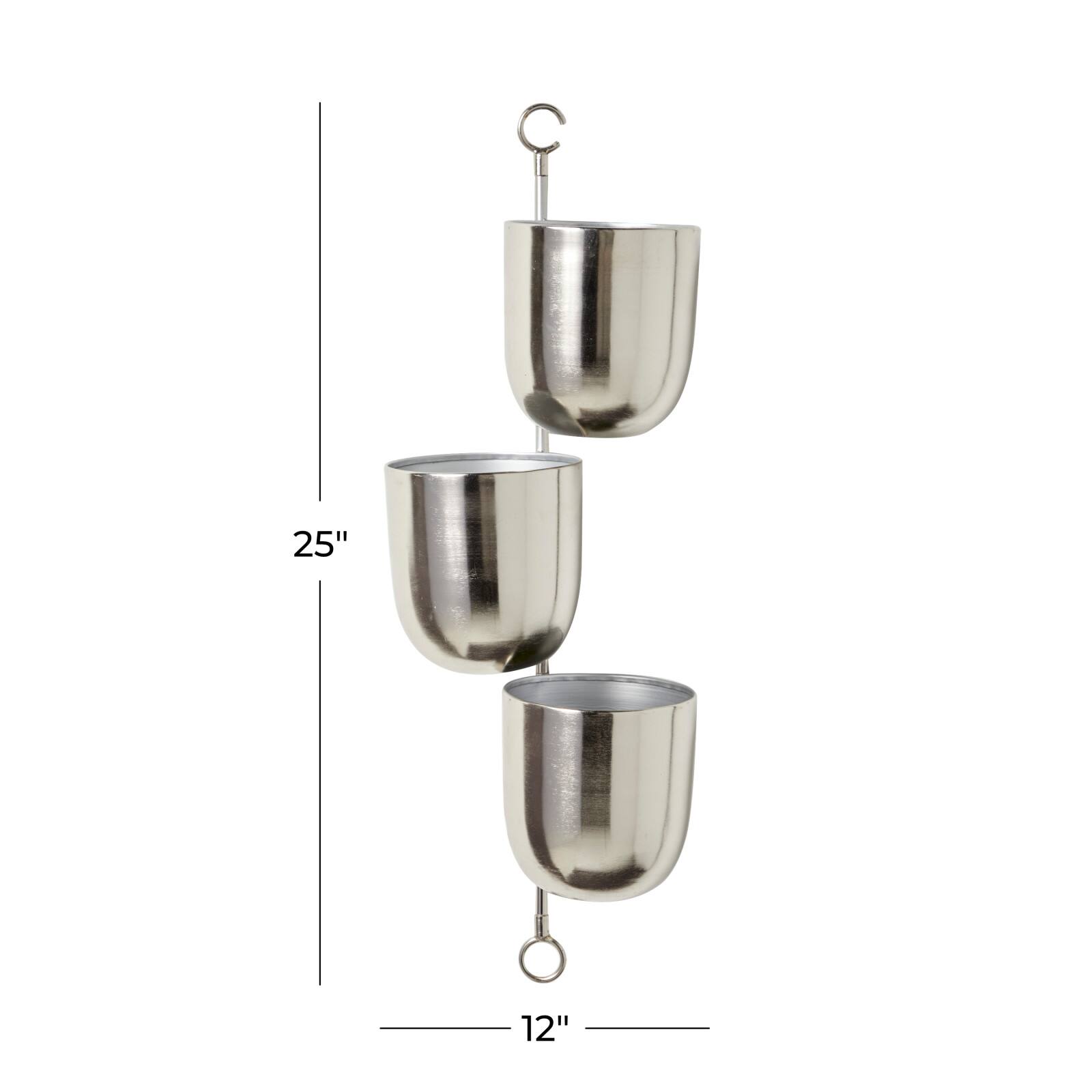 25" Silver Metal Contemporary Wall Planter