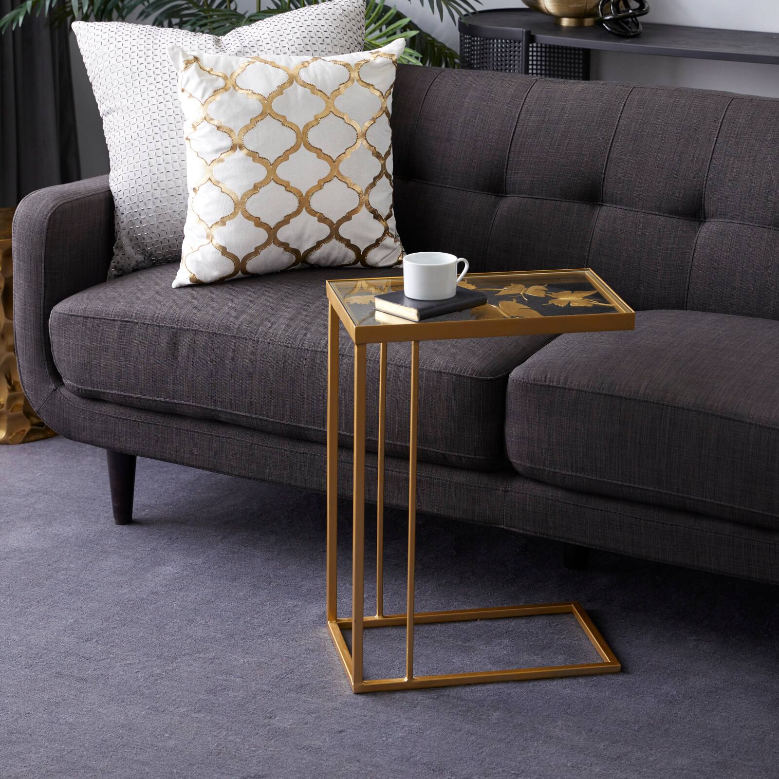 25" Gold Metal Contemporary Accent Table