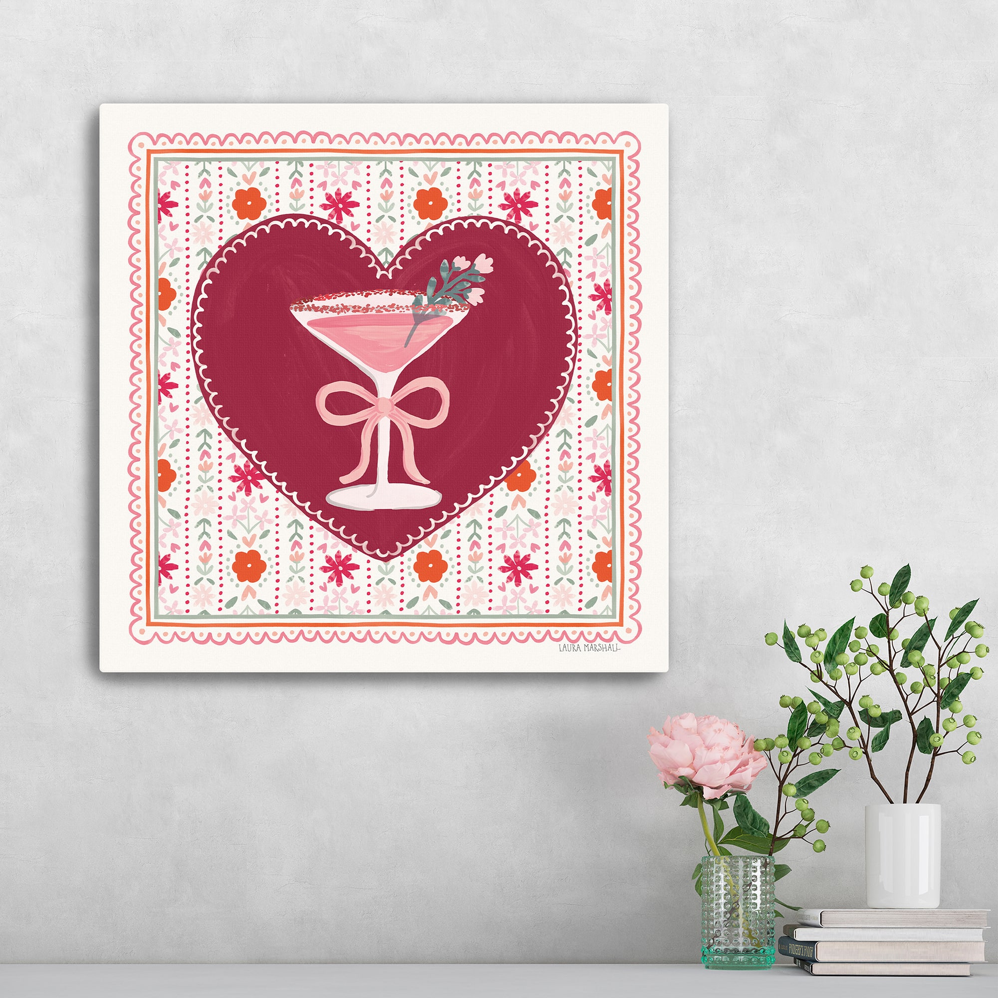 Blooming Hearts IV Cocktail Canvas Giclée Art