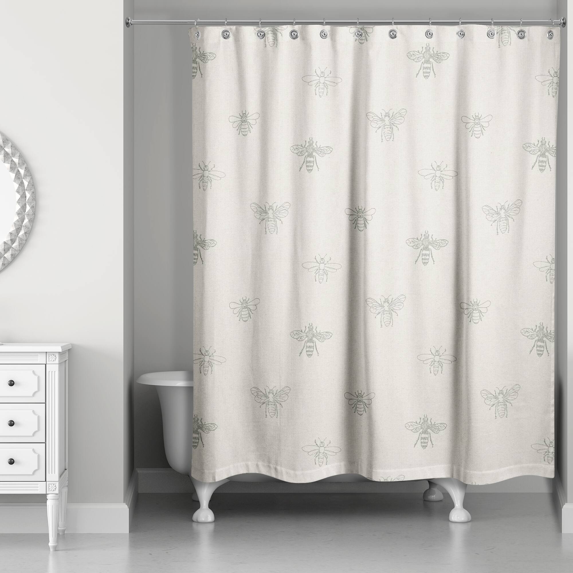Delicate Bee Fabric Shower Curtain