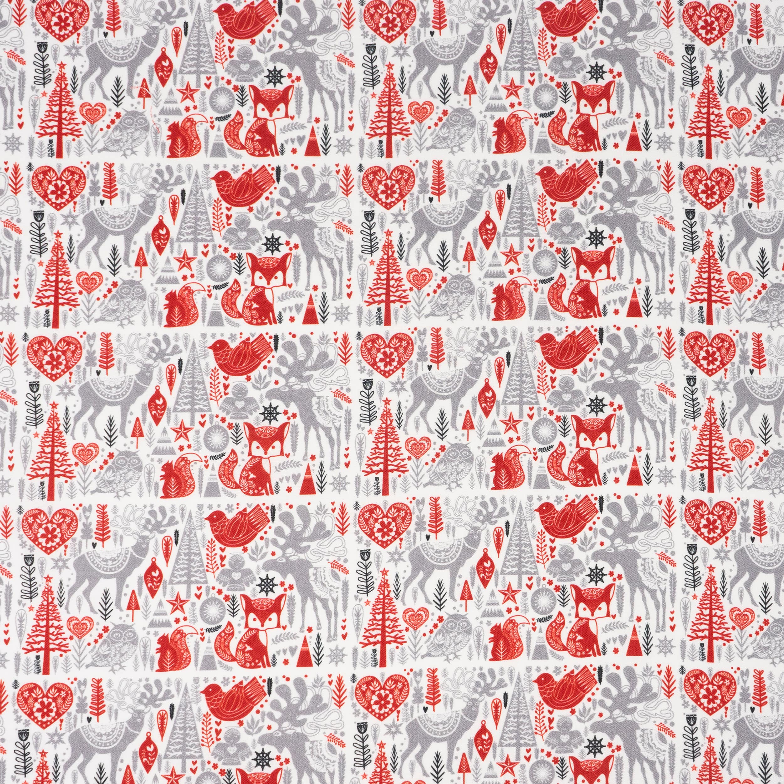 Singer Modern Scandinavian Christmas Deer Printed Cotton Fabric