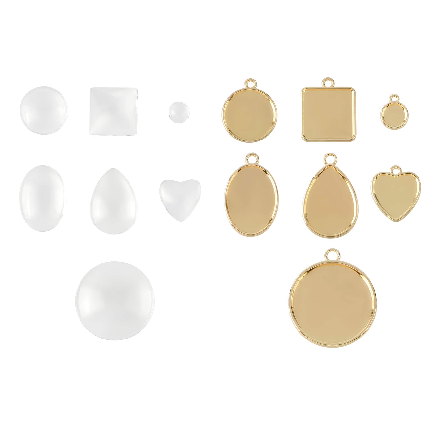 Trousse de cabochons en verre et de pendentifs dorés de Bead Landing