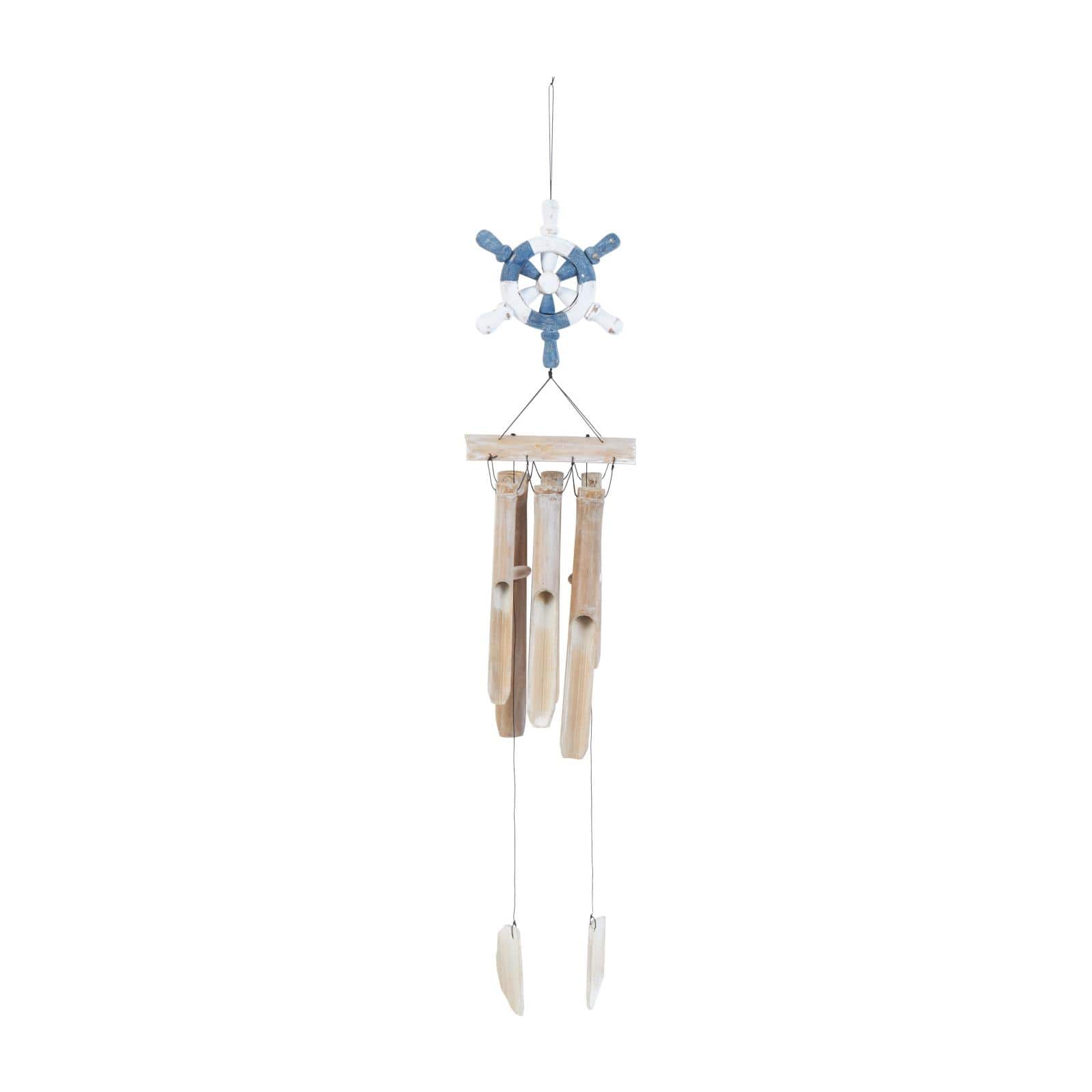 36" Ship Wheel Handmade Bamboo Windchime with Log Chimes