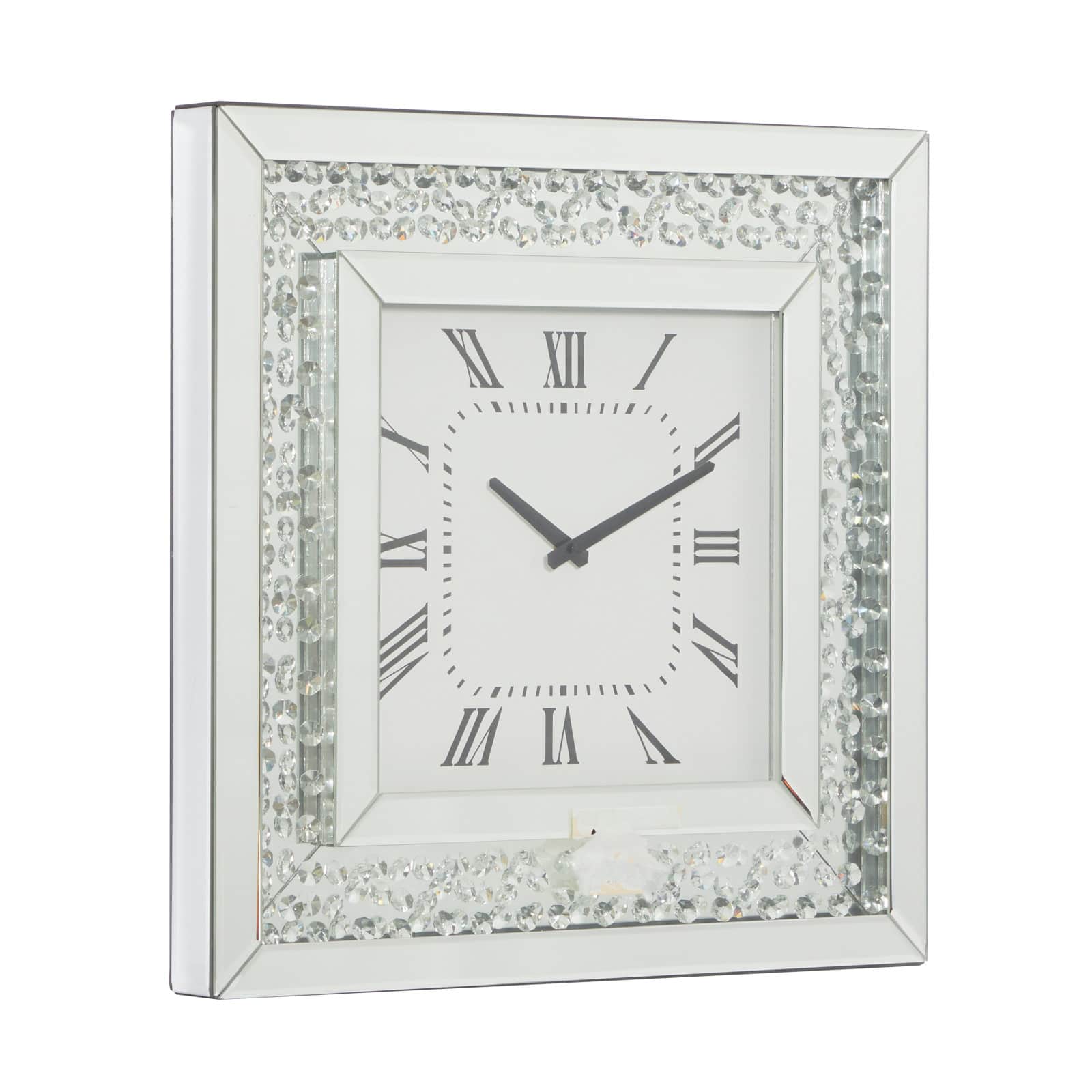 Silver Glam Wood Wall Clock, 20" x 20"