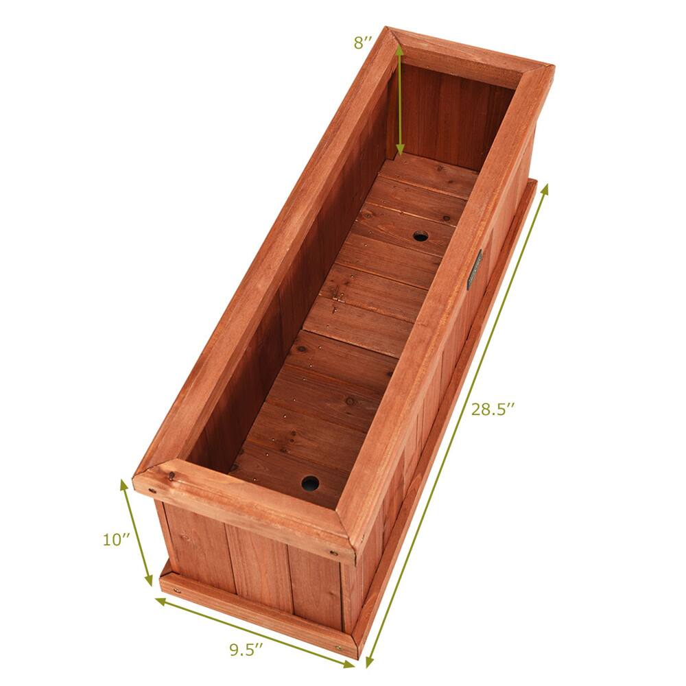Costway Rectangular Box Garden Yard Decorative Wooden Flower Planter