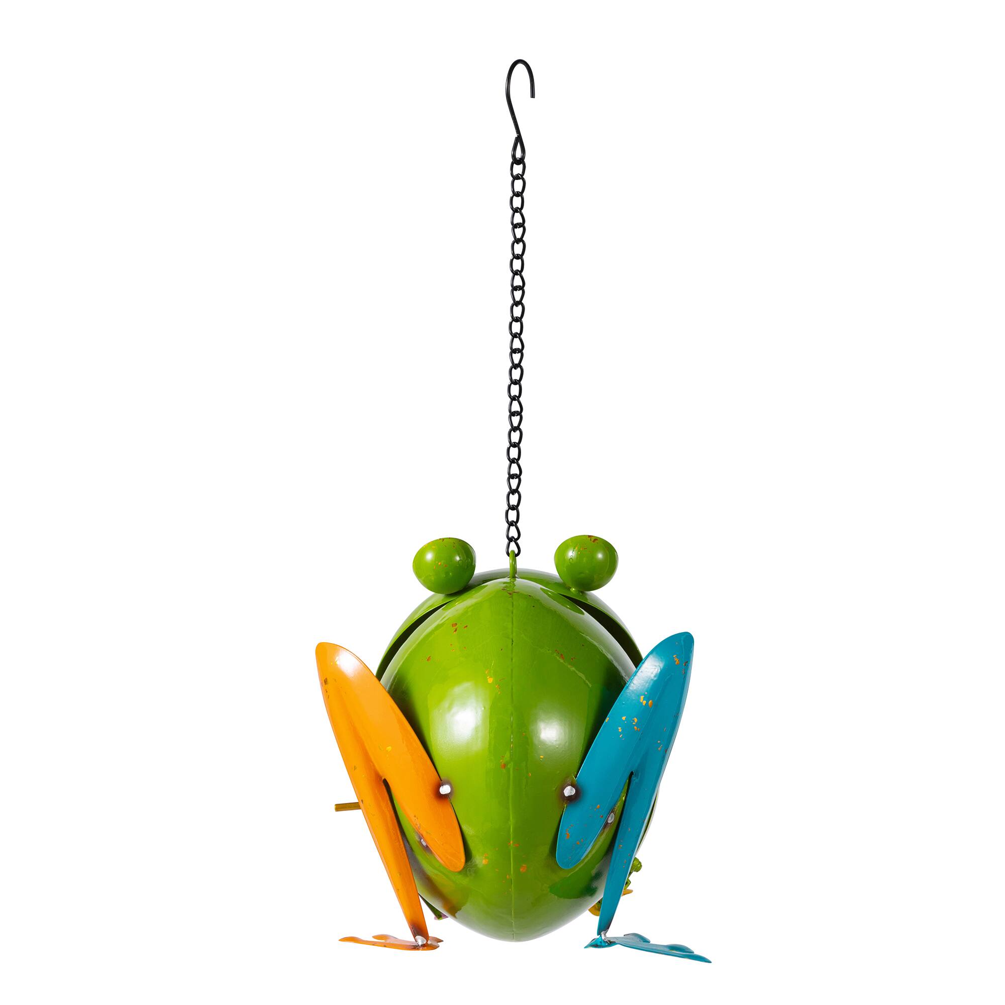 Glitzhome® 9" Metal Glossy Frog Outdoor Garden Birdhouse