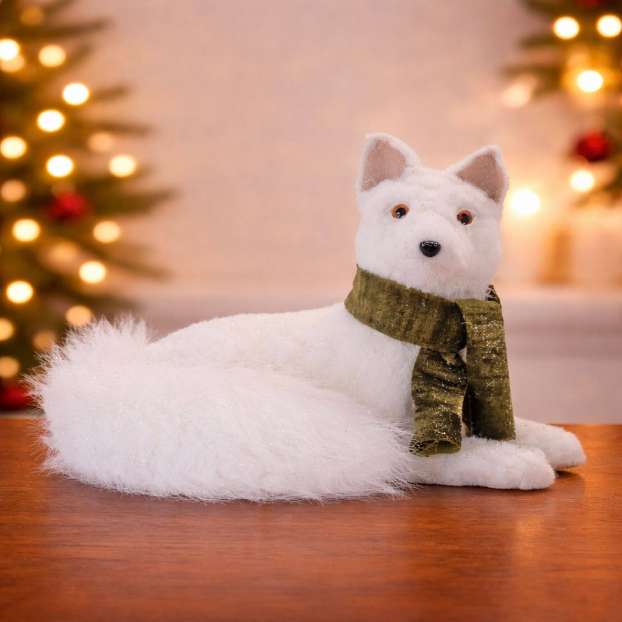 Melrose 11.75" Plush Winter Fox Figurine with Scarf