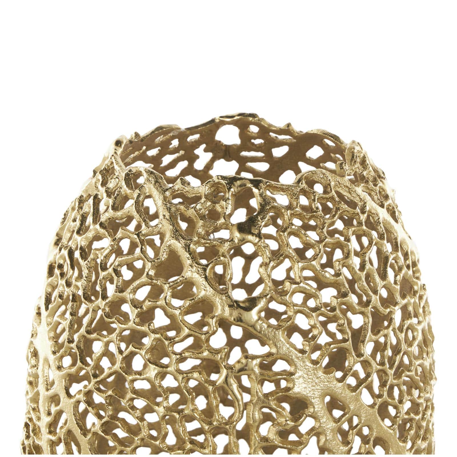 14.5" Gold Aluminum Abstract Metallic Coral Inspired Vase