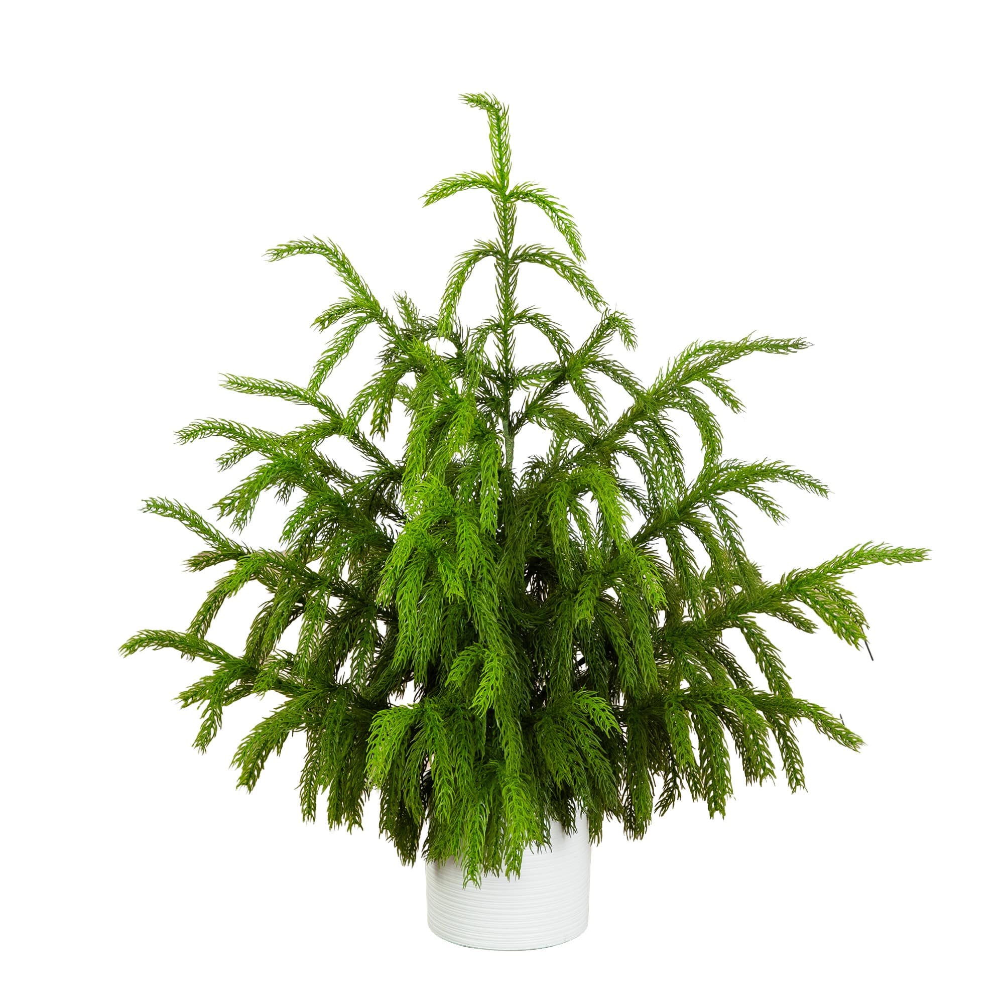 Nearly Natural 3ft. Artificial Real Touch Norfolk Island Pine Christmas Tree in White Decorative Planter