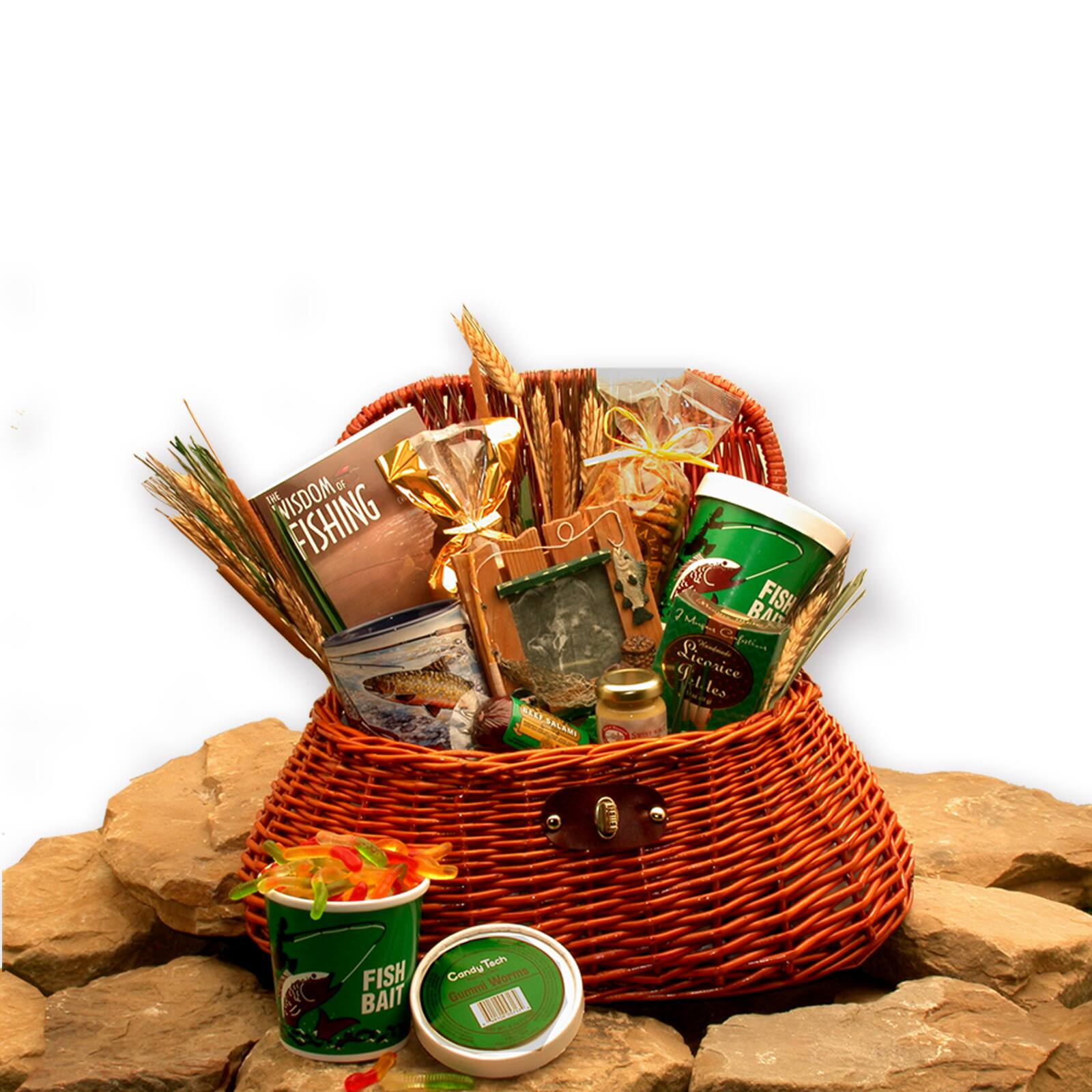 The FisherMan's Fishing Creel Deluxe Gift Basket