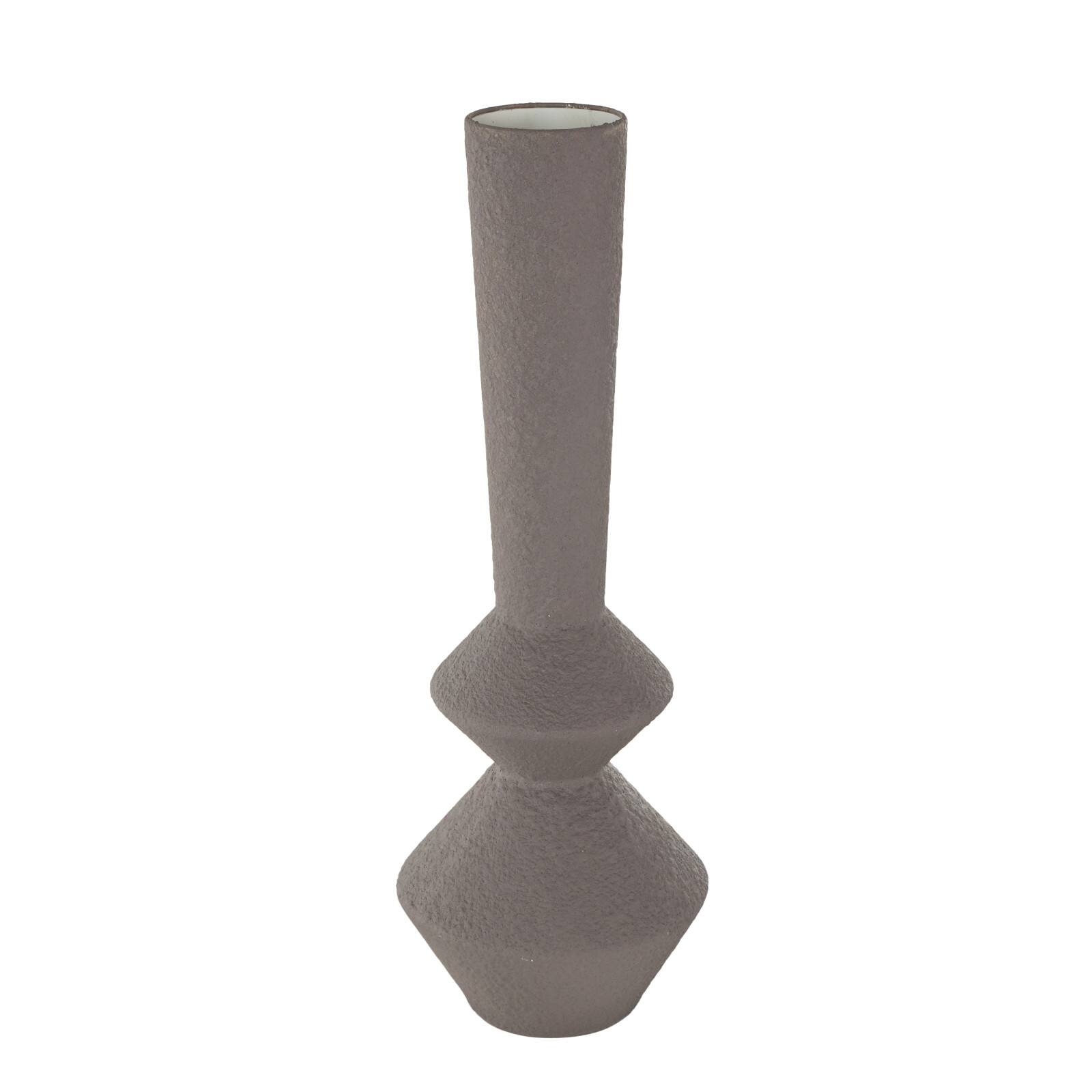24.75" Dark Gray Metal Art Deco Fluted Decorative Vase