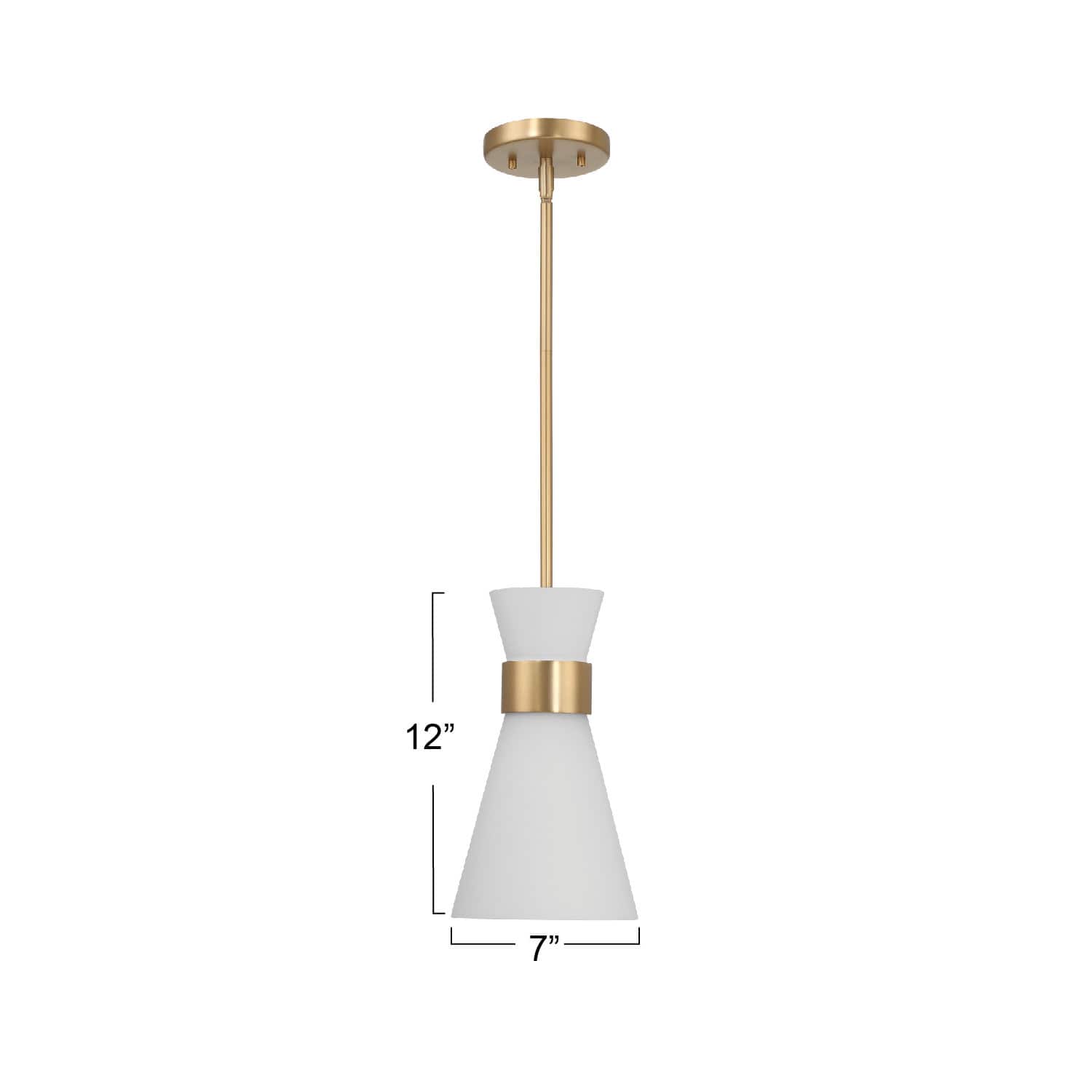 Hello Honey® Kit White & Gold Modern Minimalist Tapered Opal Glass & Metal Ceiling Light