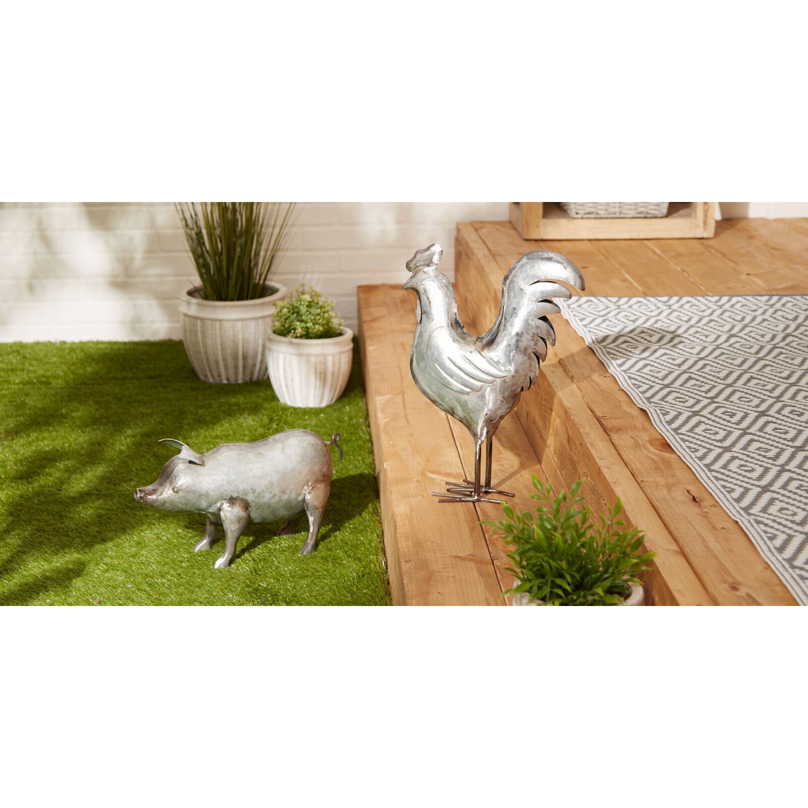 Galvanized Pig Sculpture