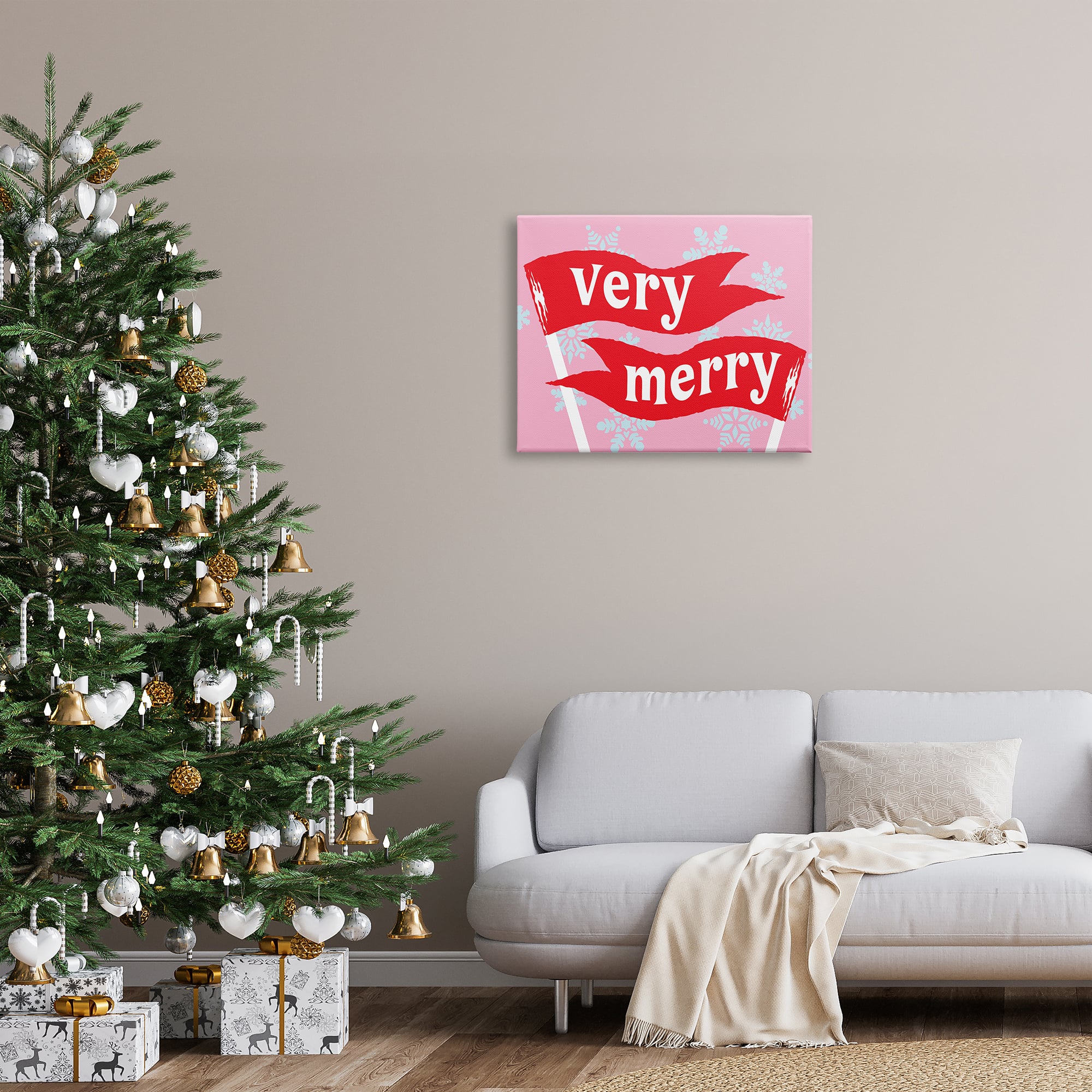 Stupell Industries Very Merry Bold Holiday Flags Canvas Wall Art