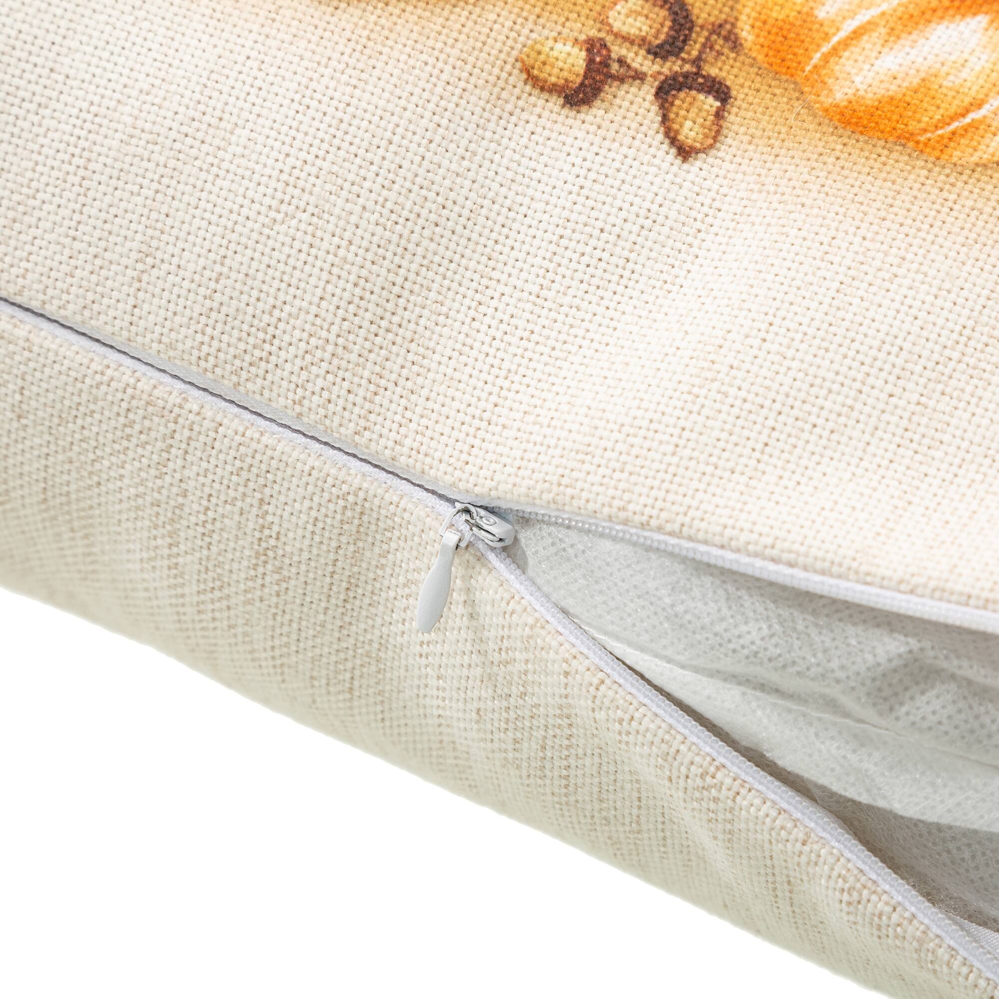 Glitzhome® Faux Burlap Thanksgiving Cornucopia Pillow
