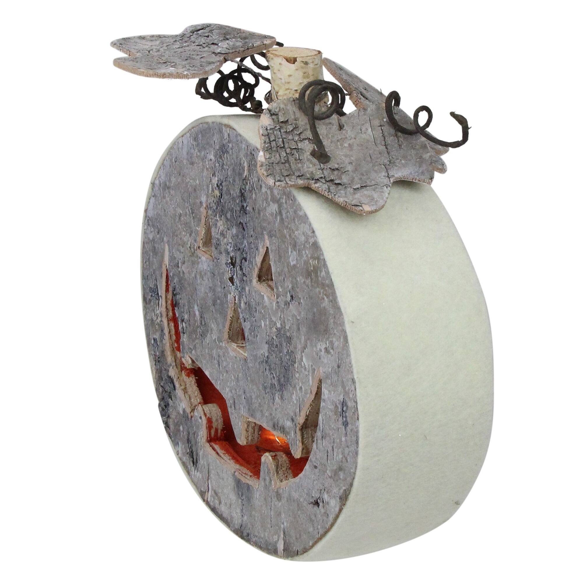 9.25" Gray LED Jack-O-Lantern Halloween Table Top Decoration