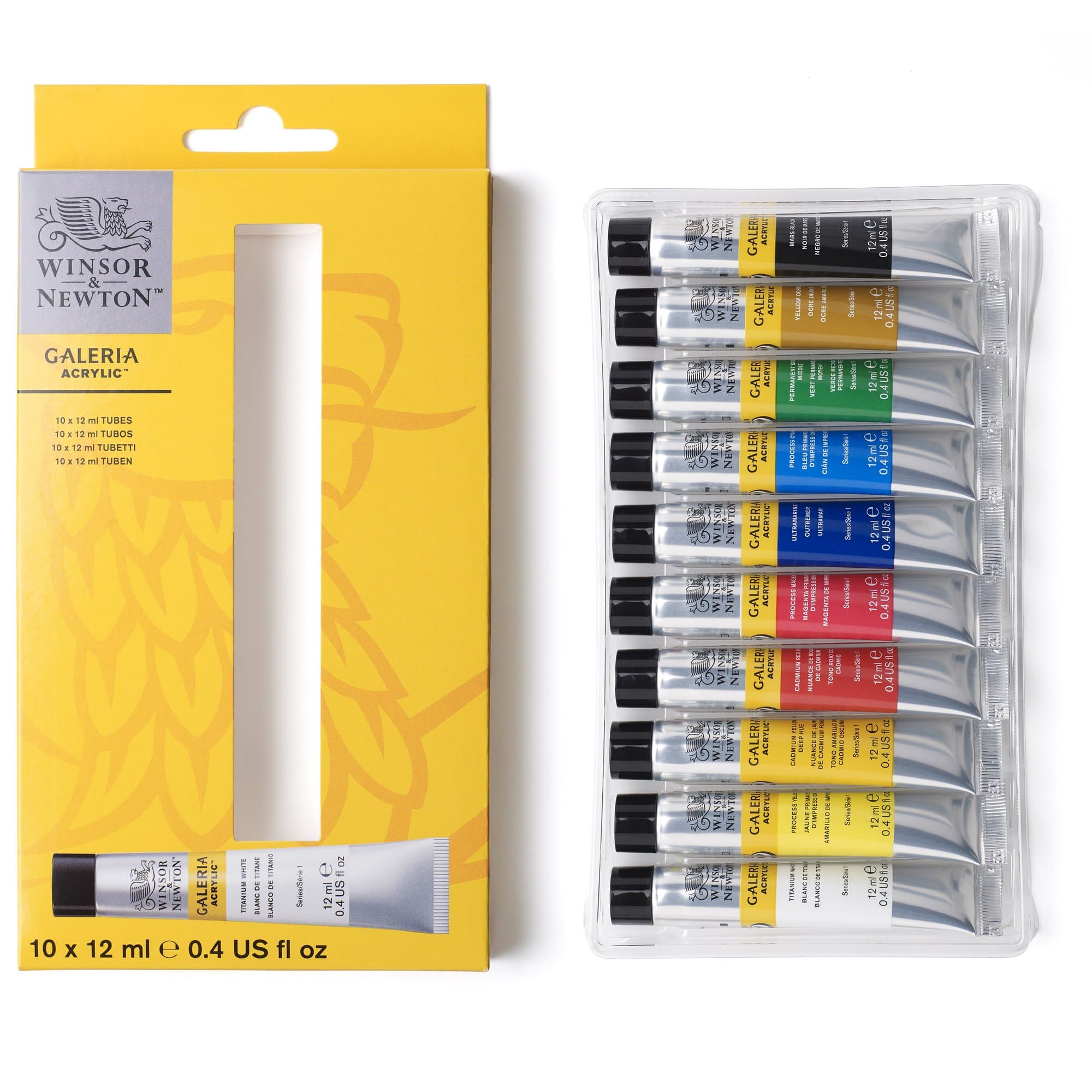 Ensemble de 10 couleurs de peinture Galeria Acrylic de Winsor & Newton