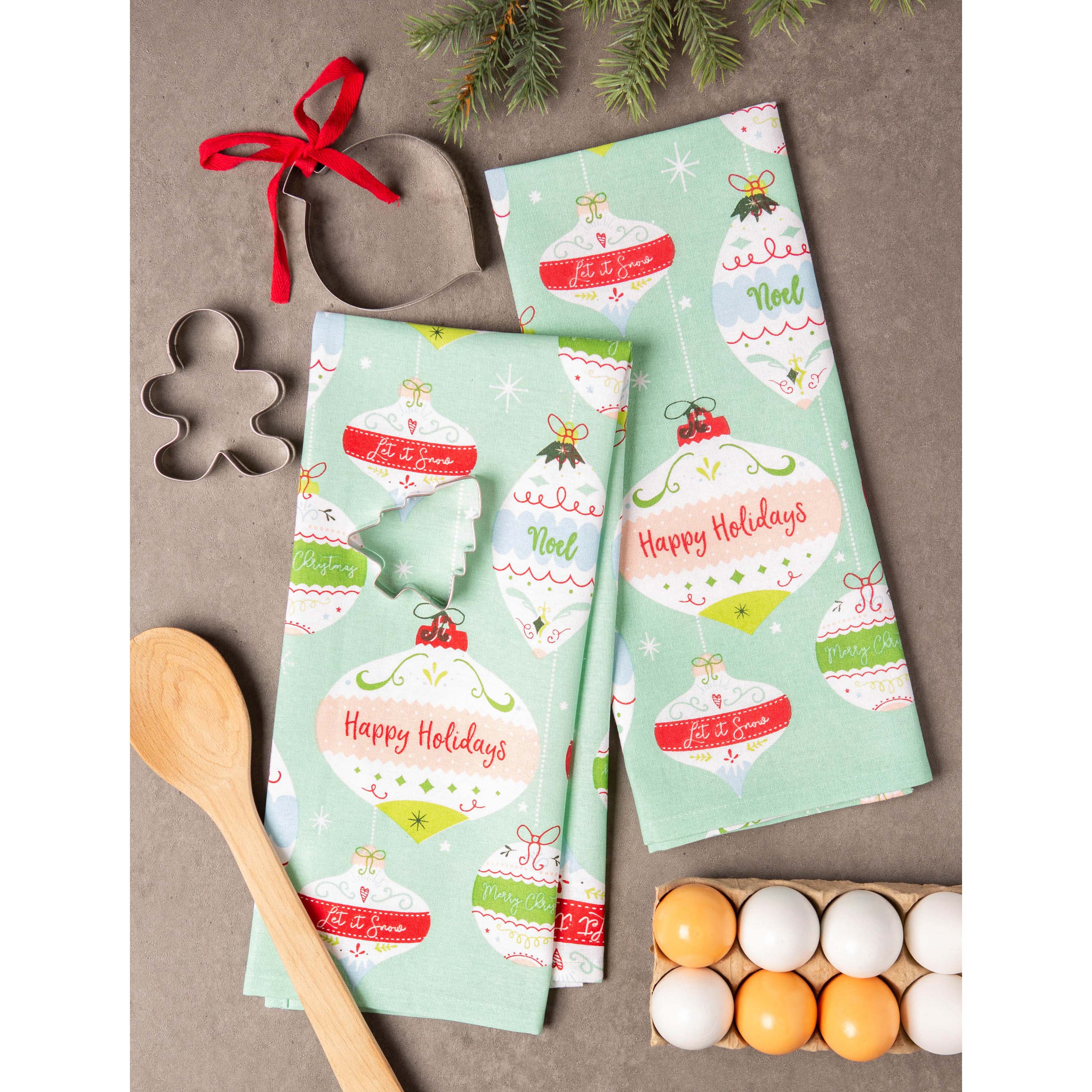DII® Holiday Ornaments Dishtowel Set