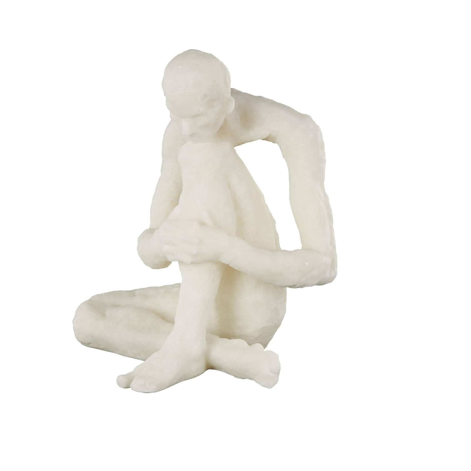 14.25" White Thinking Human Polystone Decorative Sculpture