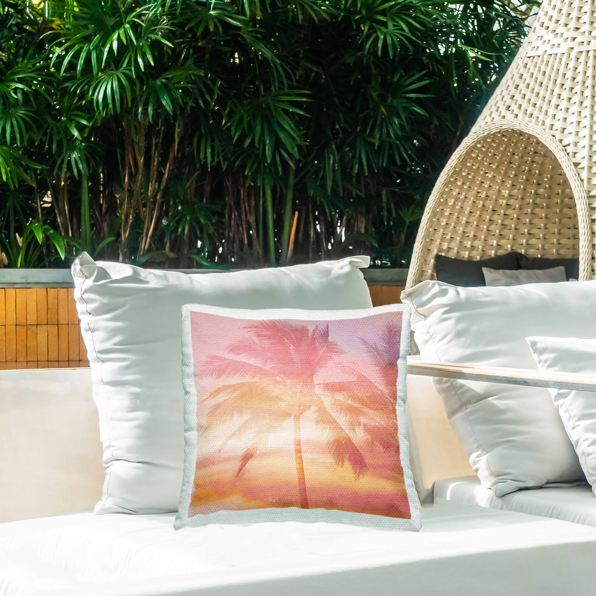 Stupell Industries 18" x 18" Summer Sunset Palm Trees Outdoor Print Throw Pillow