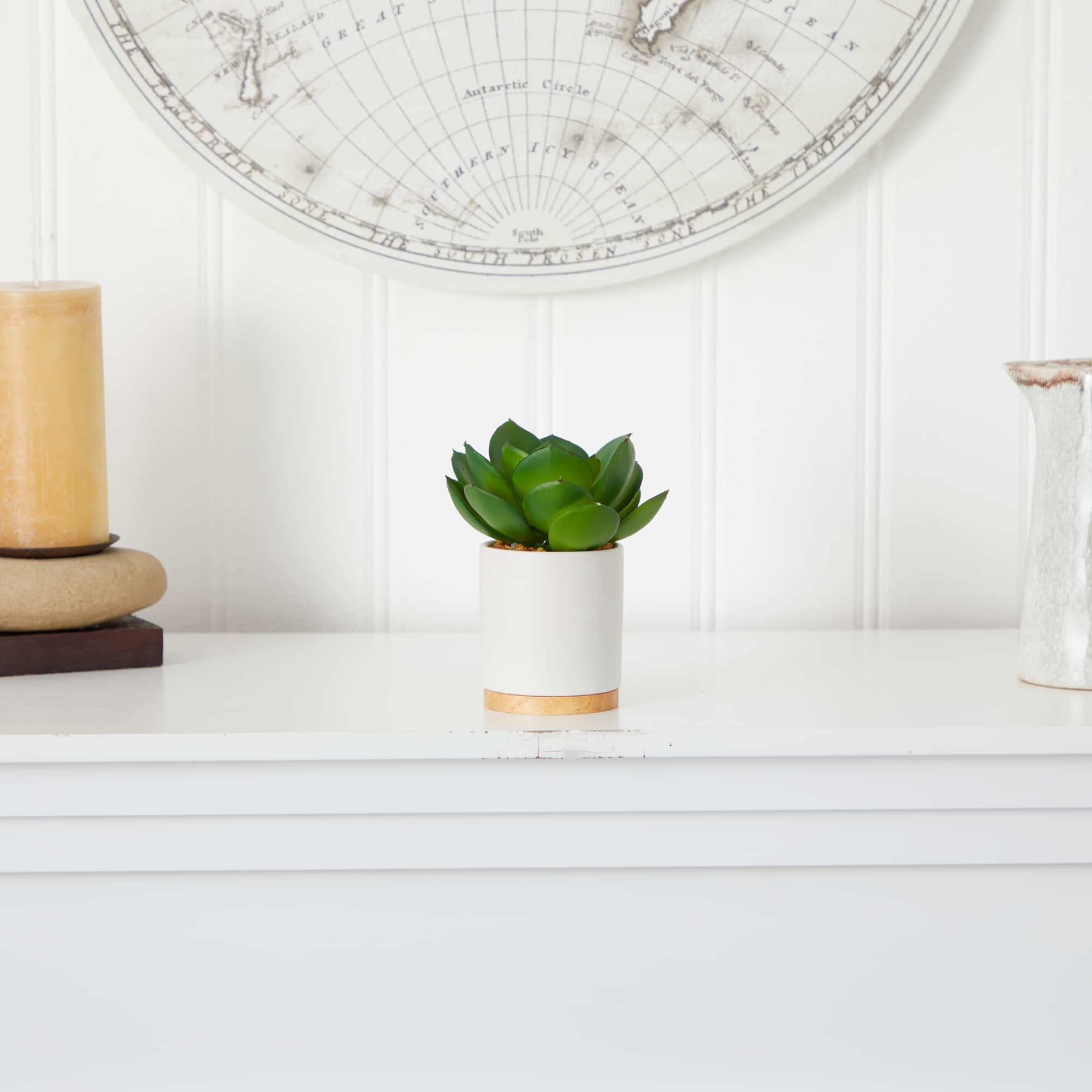 6'' Succulent Artificial Plant in White Ceramic Planter