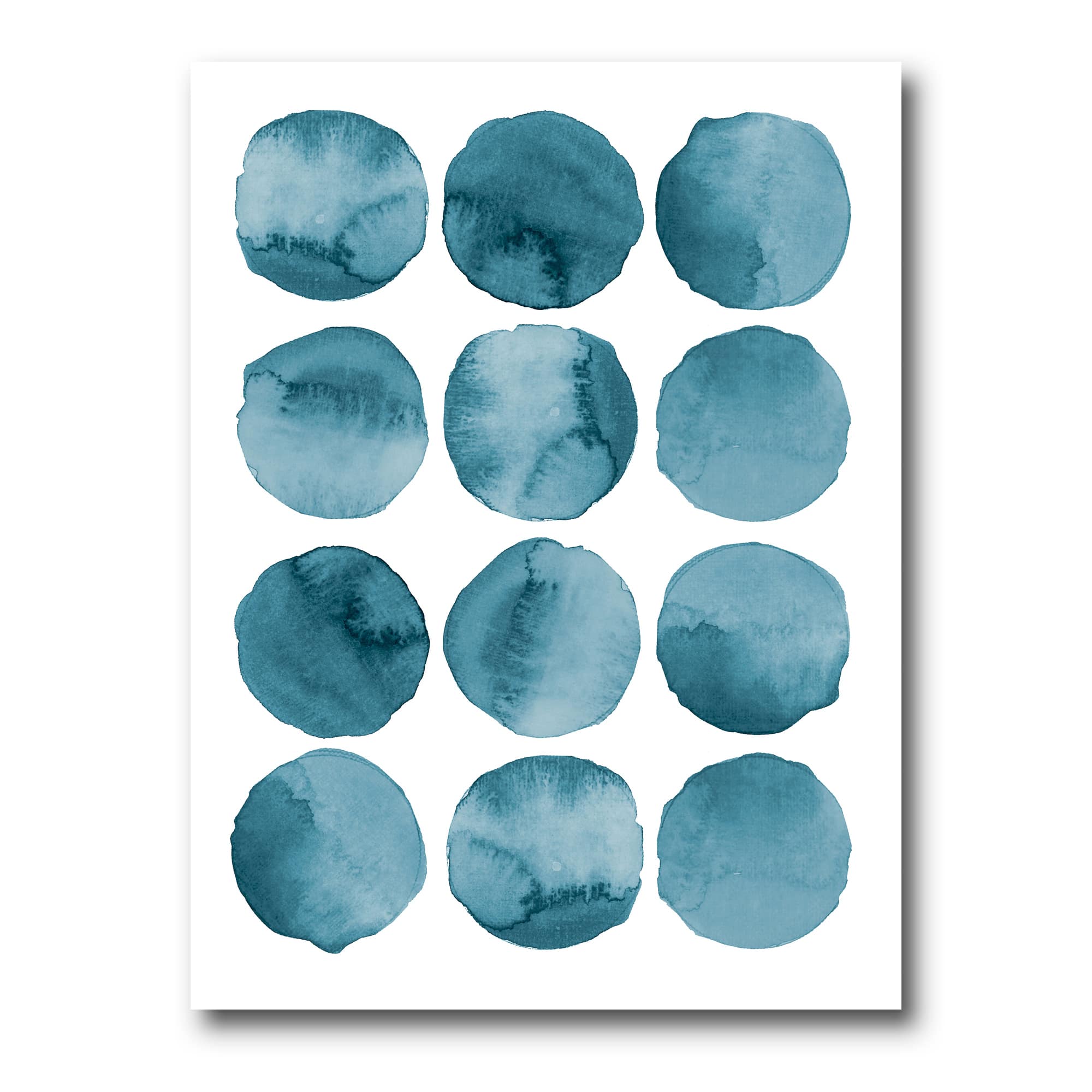 Designart - Aquamarine Circles Blue Geometric Elements - Modern Canvas Wall Art Print