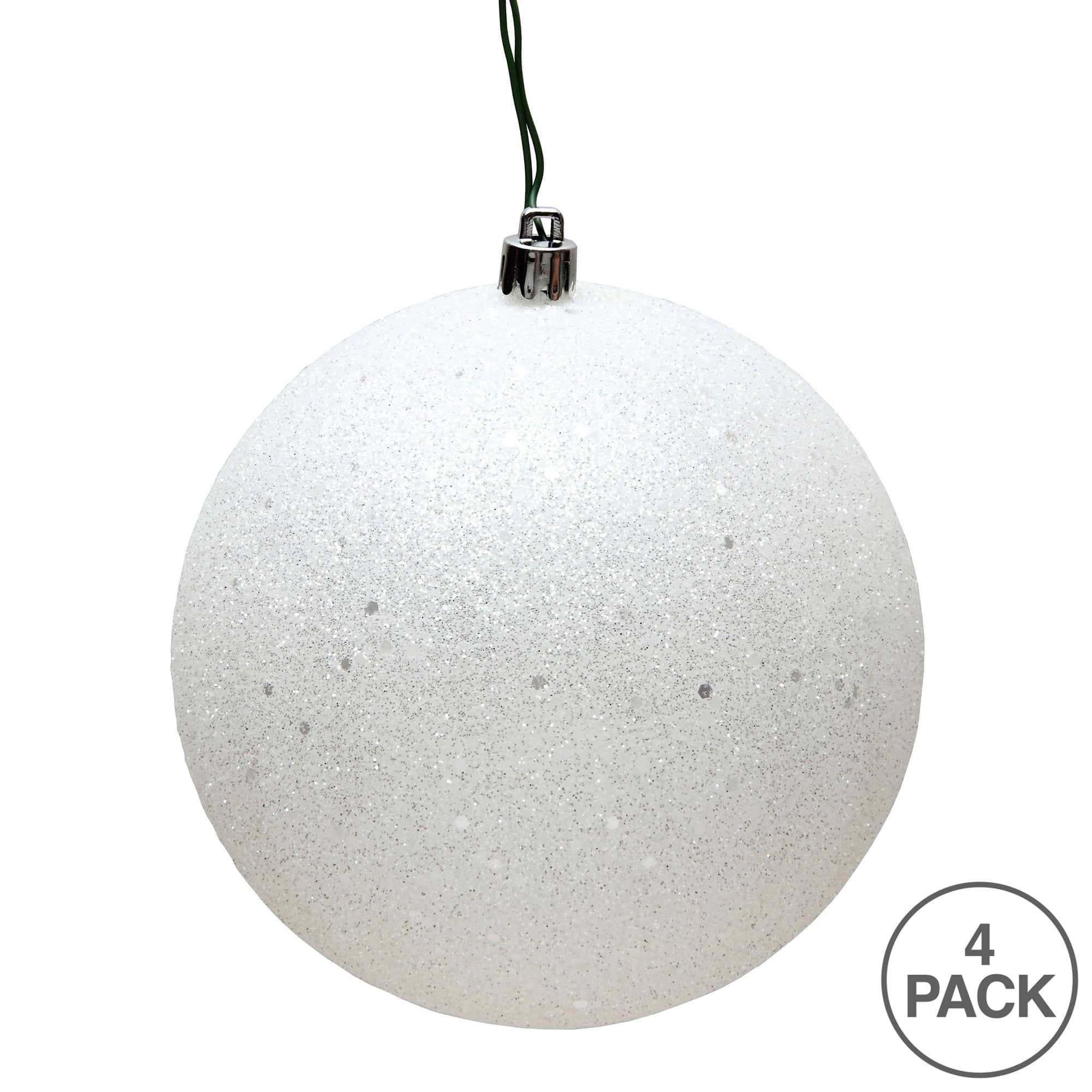 Vickerman 4.75" White Sequin Ball Ornaments, 4ct.
