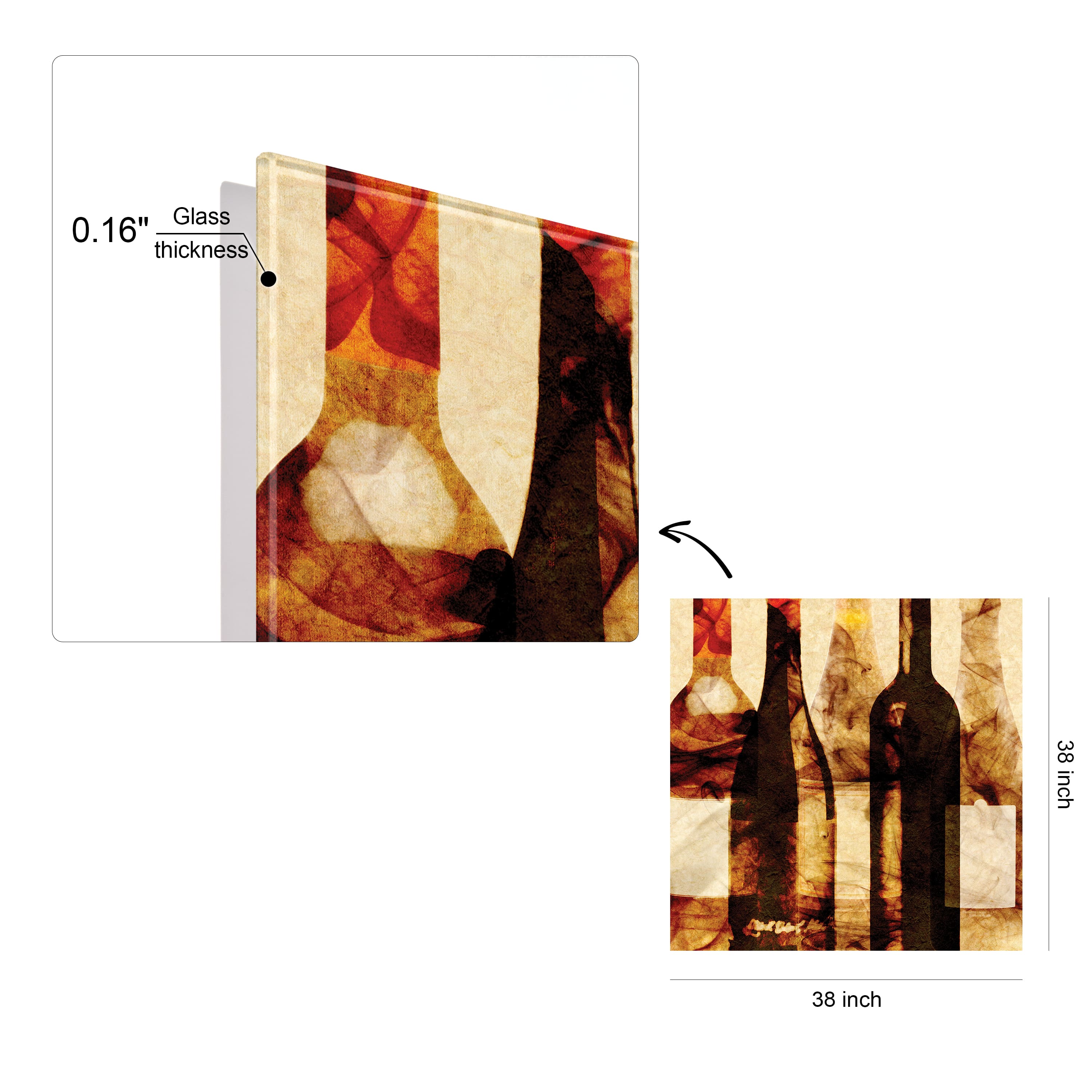 Empire Art Direct 38" x 38" Smokey Wine 3 Frameless Free Floating Tempered Art Glass Wall Art