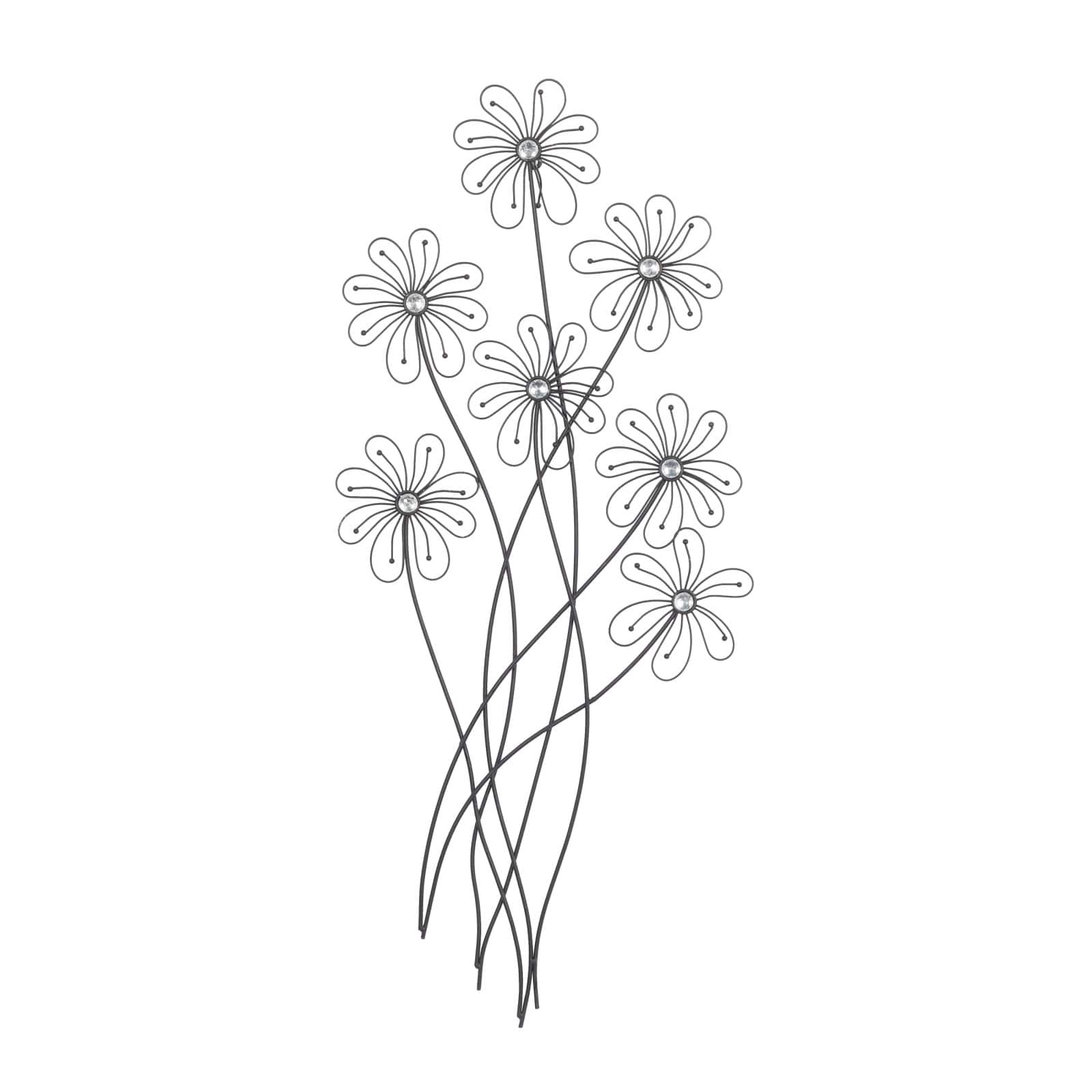 40" Black Modern Floral Metal Wall Décor