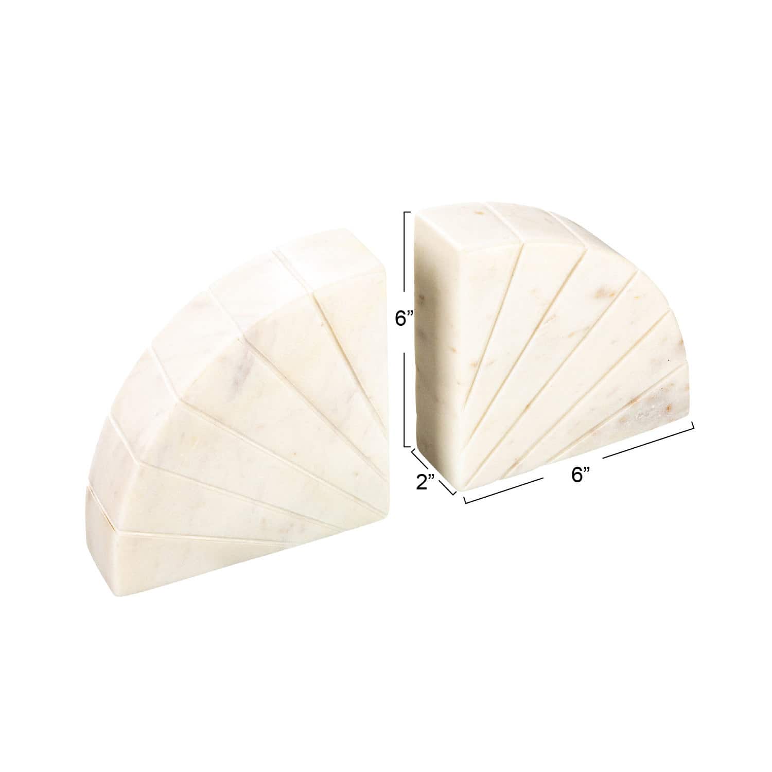 Hello Honey® 6" White Modern Arched Semicircle Marble Bookend Set