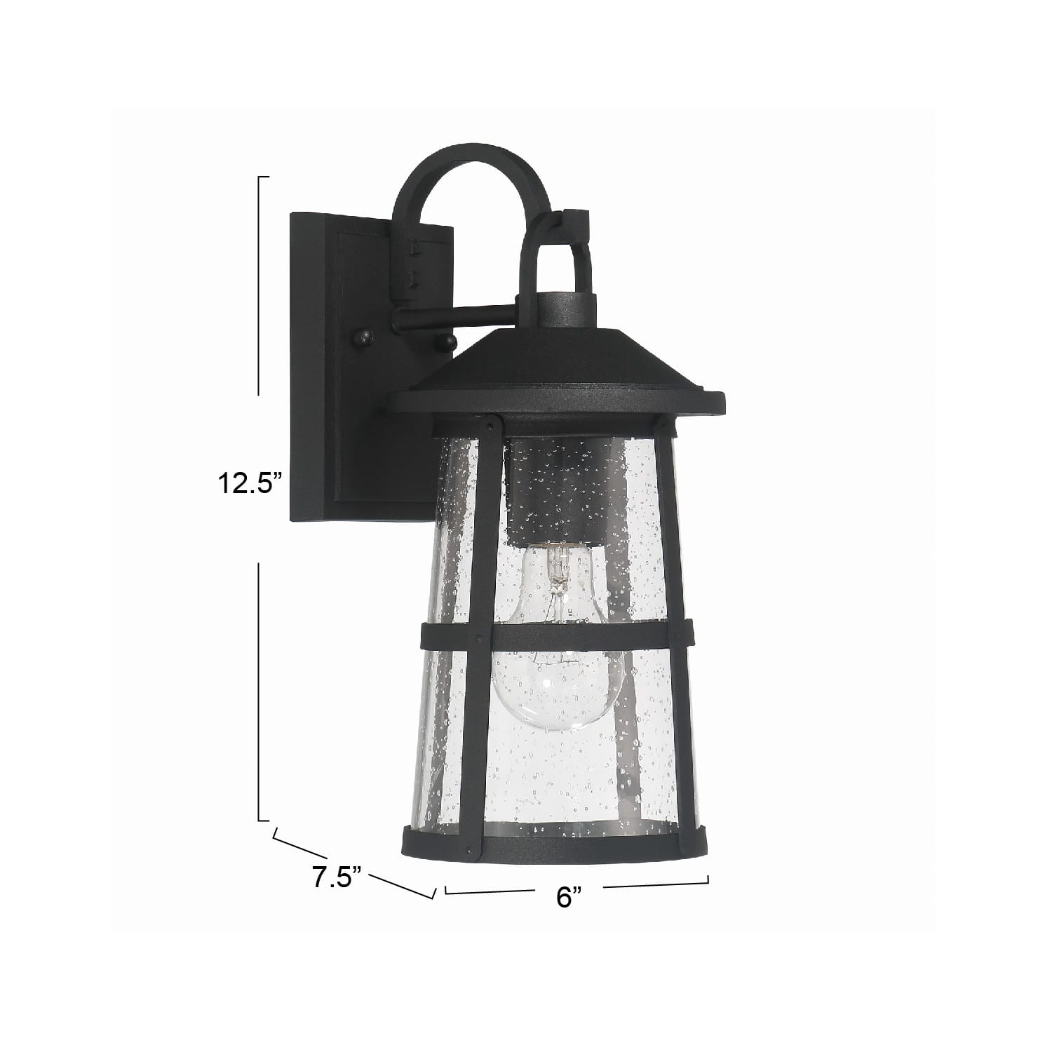 Hello Honey® Nantucket Matte Black Coastal Metal & Glass Wall Mounted Outdoor Lantern Light
