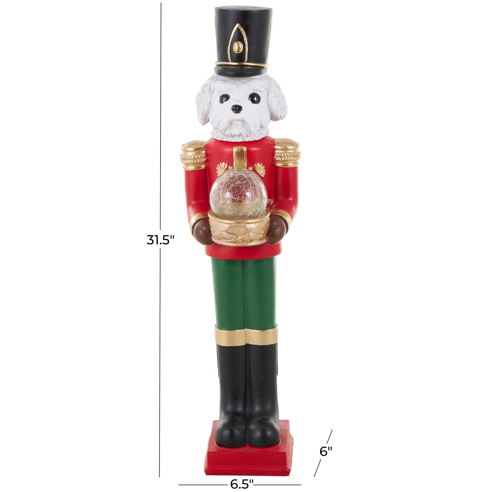  31.5" Fiberglass Dog Tall Soldier Decorative Christmas Sculpture