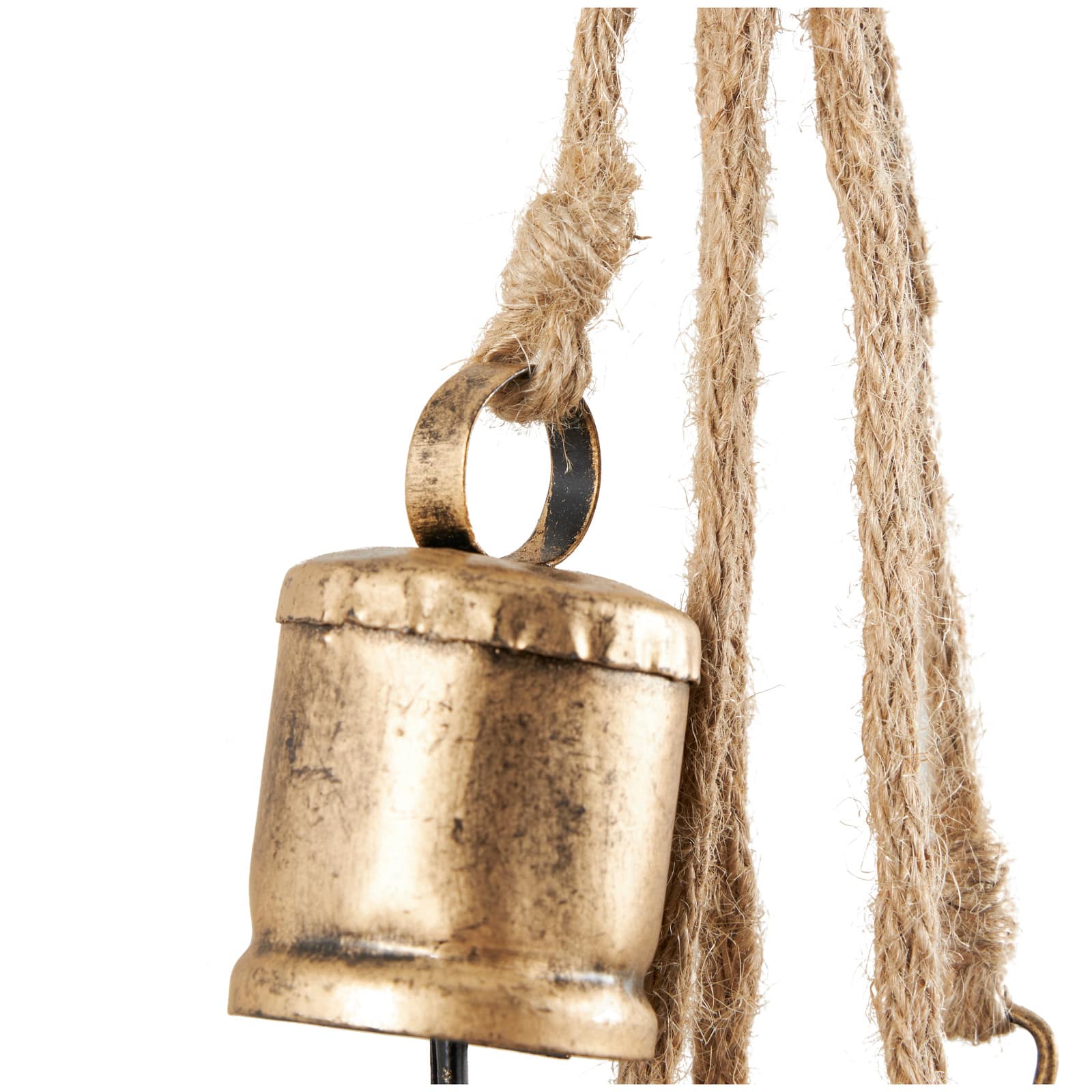22" Metal Decorative Cow Bell with Jute Hanging Rope