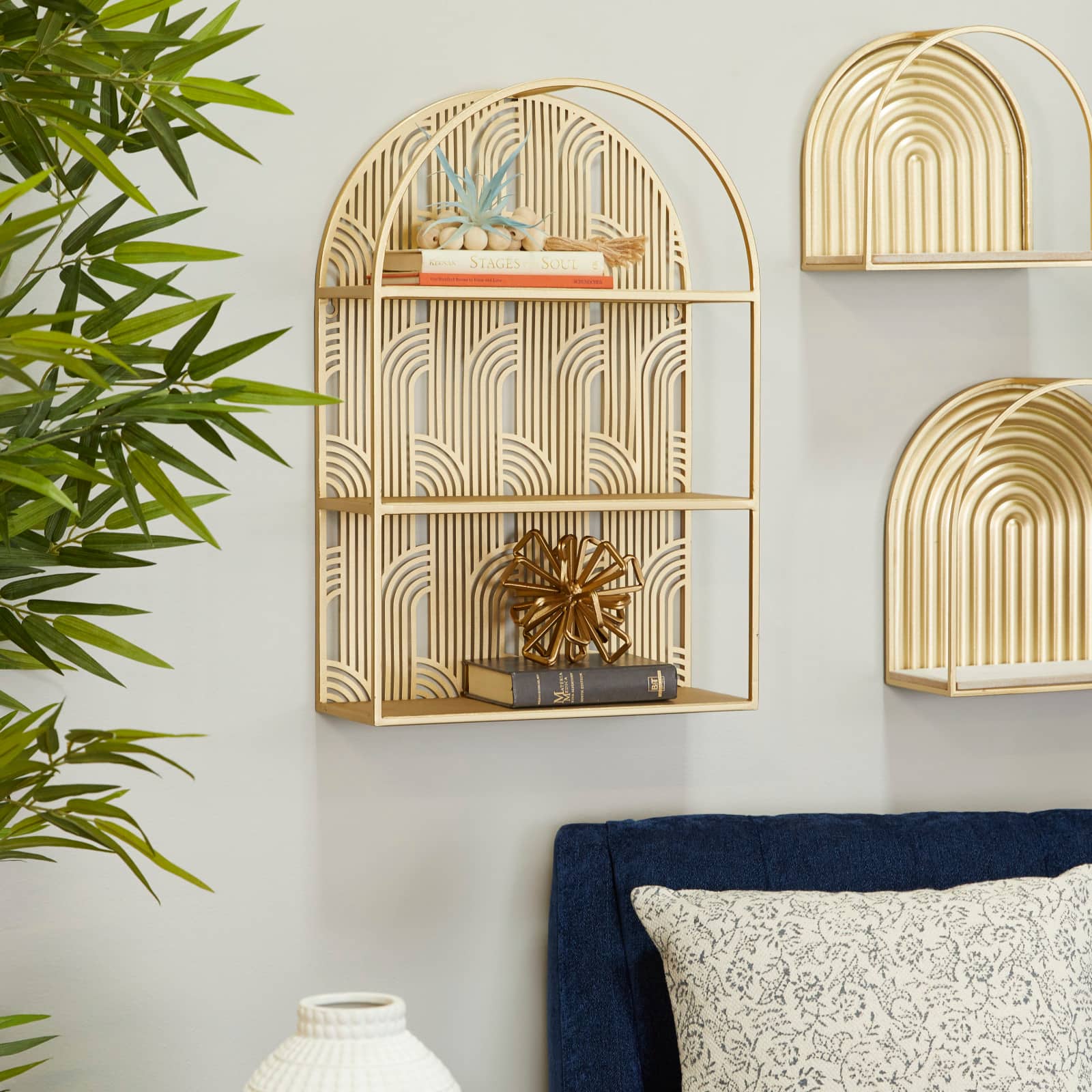 Gold Glam Wall Shelf, 16" x 6" x 24"