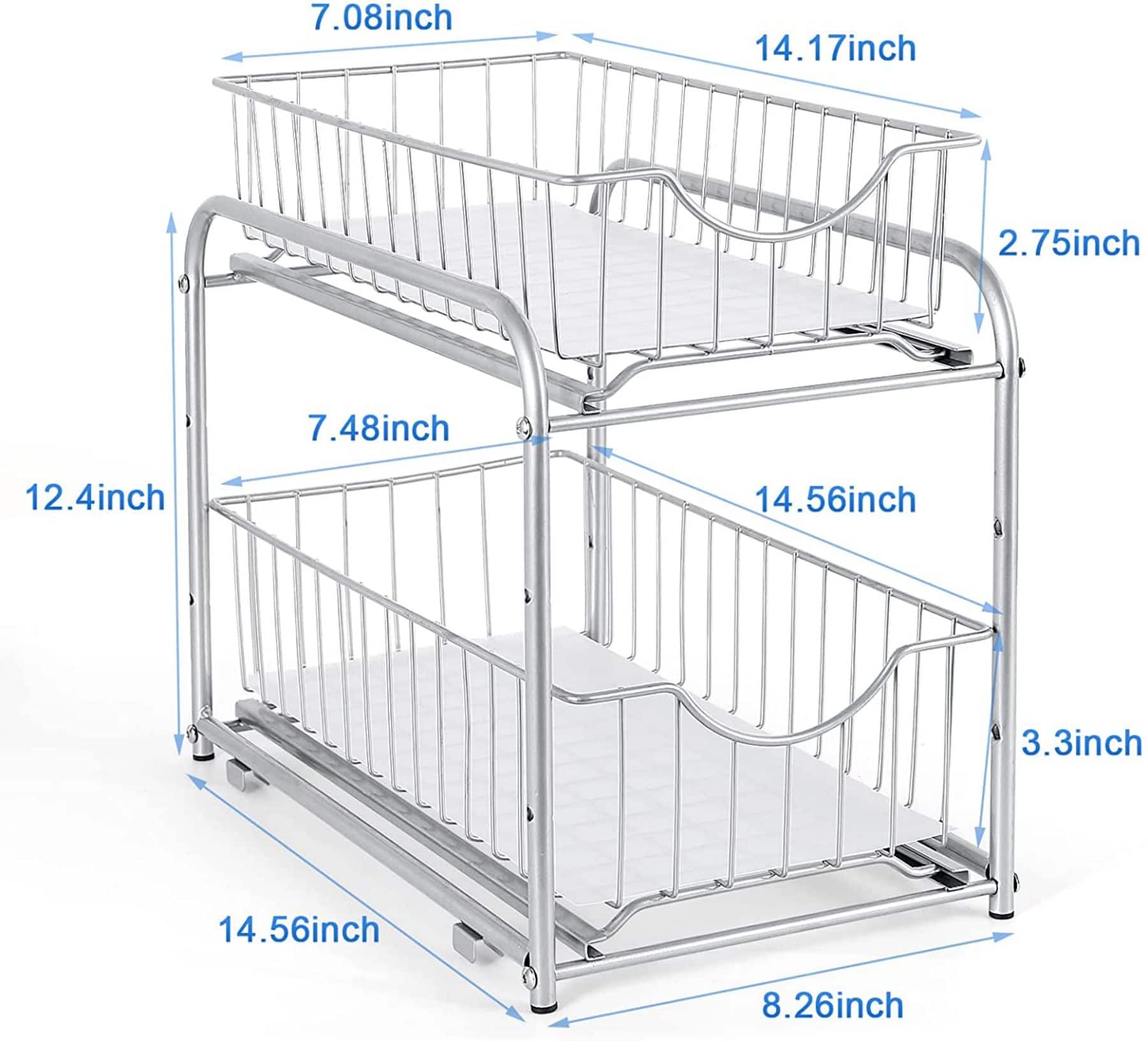 2-Tier Stackable Sliding Basket Cabinet Organizers, 2ct.