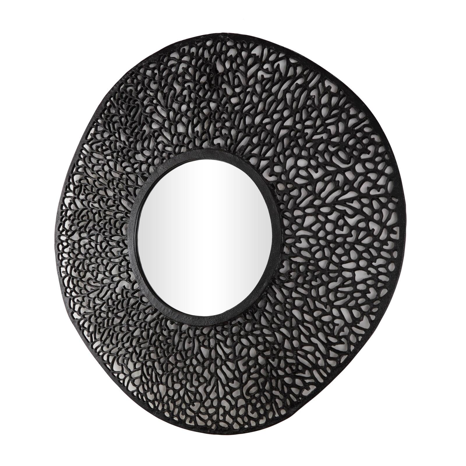 45" Black Abstract Aluminum Wall Mirror with Open Lattice Frame