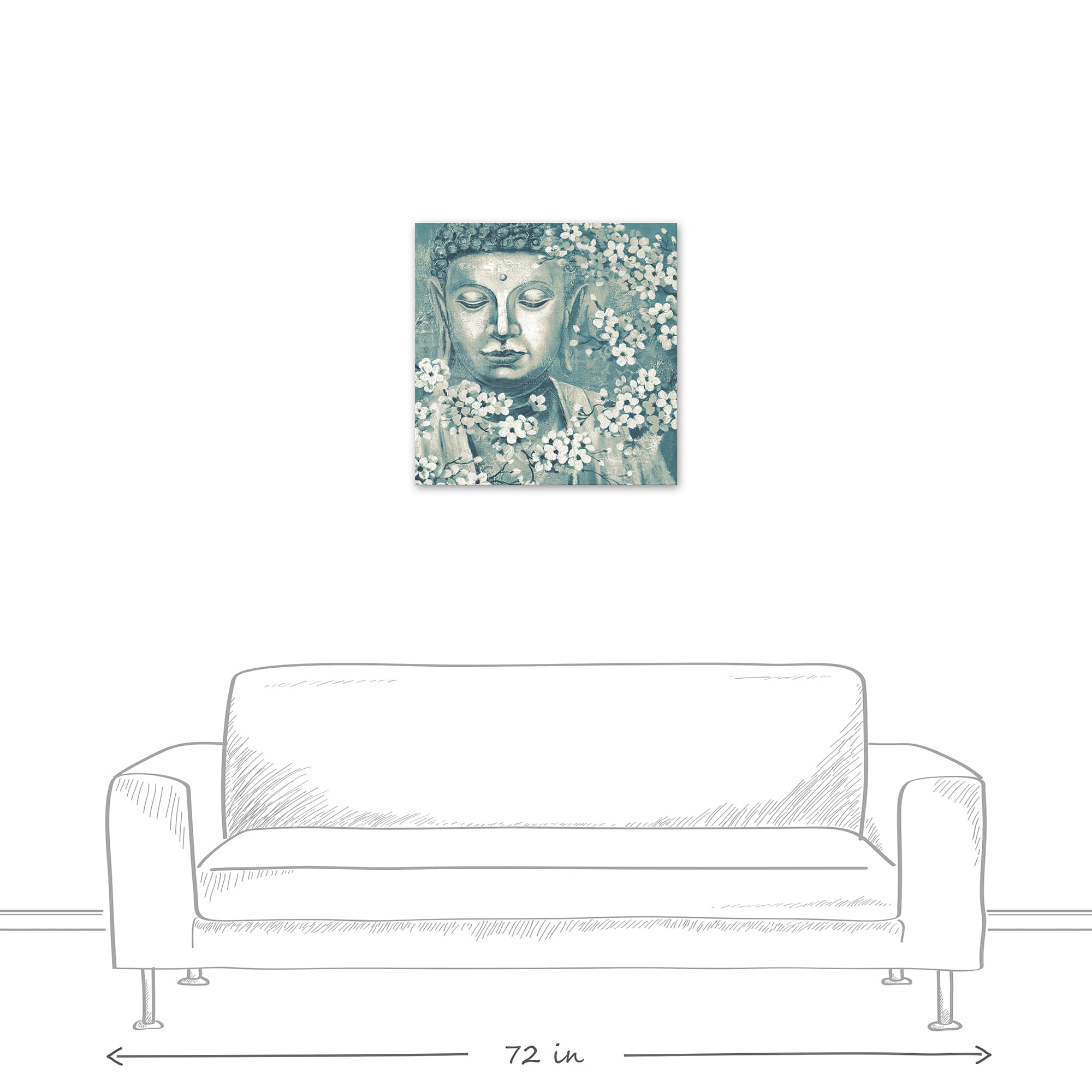 Teal & Cream Buddha Canvas Wall Art