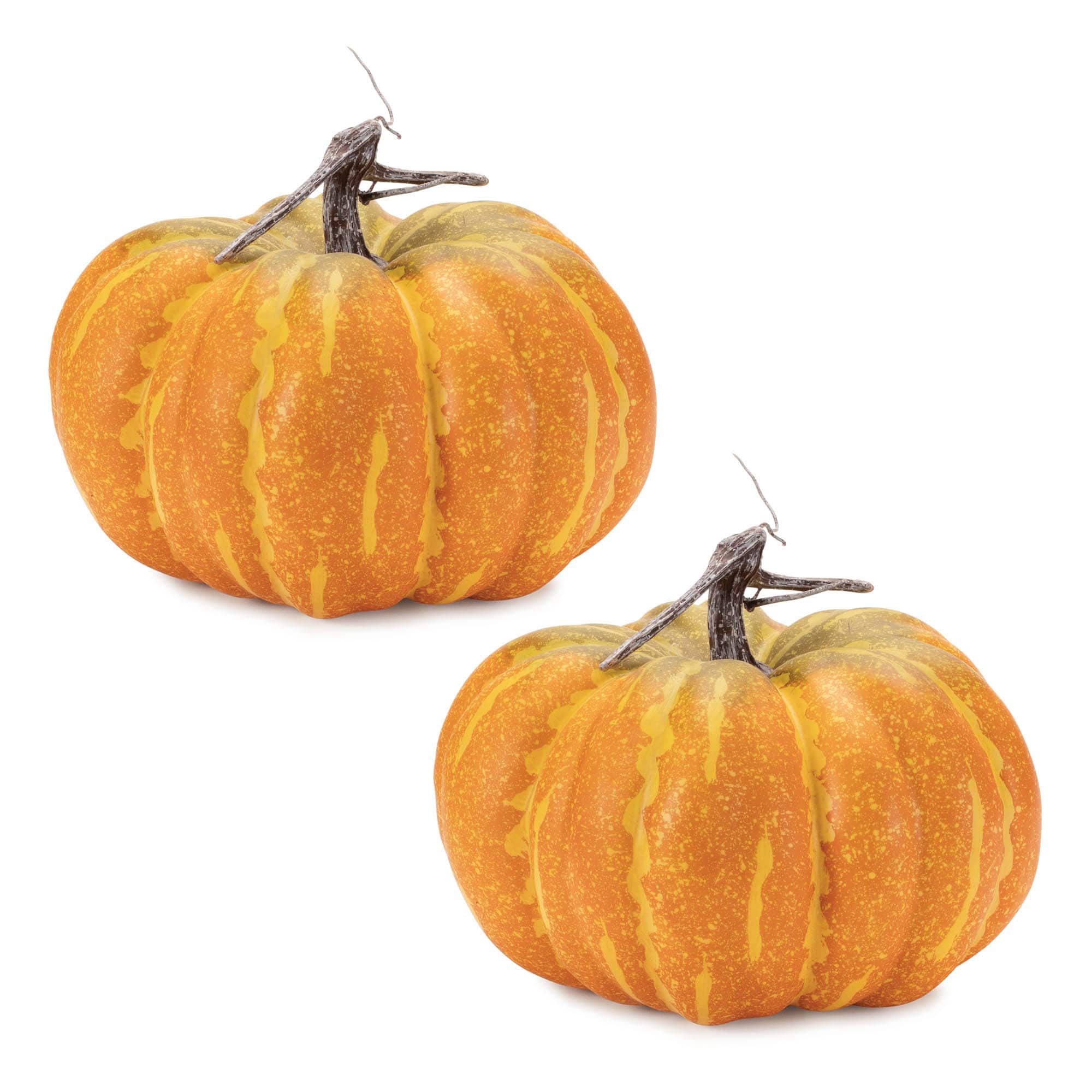 94591DS 10 x 8 in. Styrofoam Pumpkin, Orange & Yellow - Set of 2