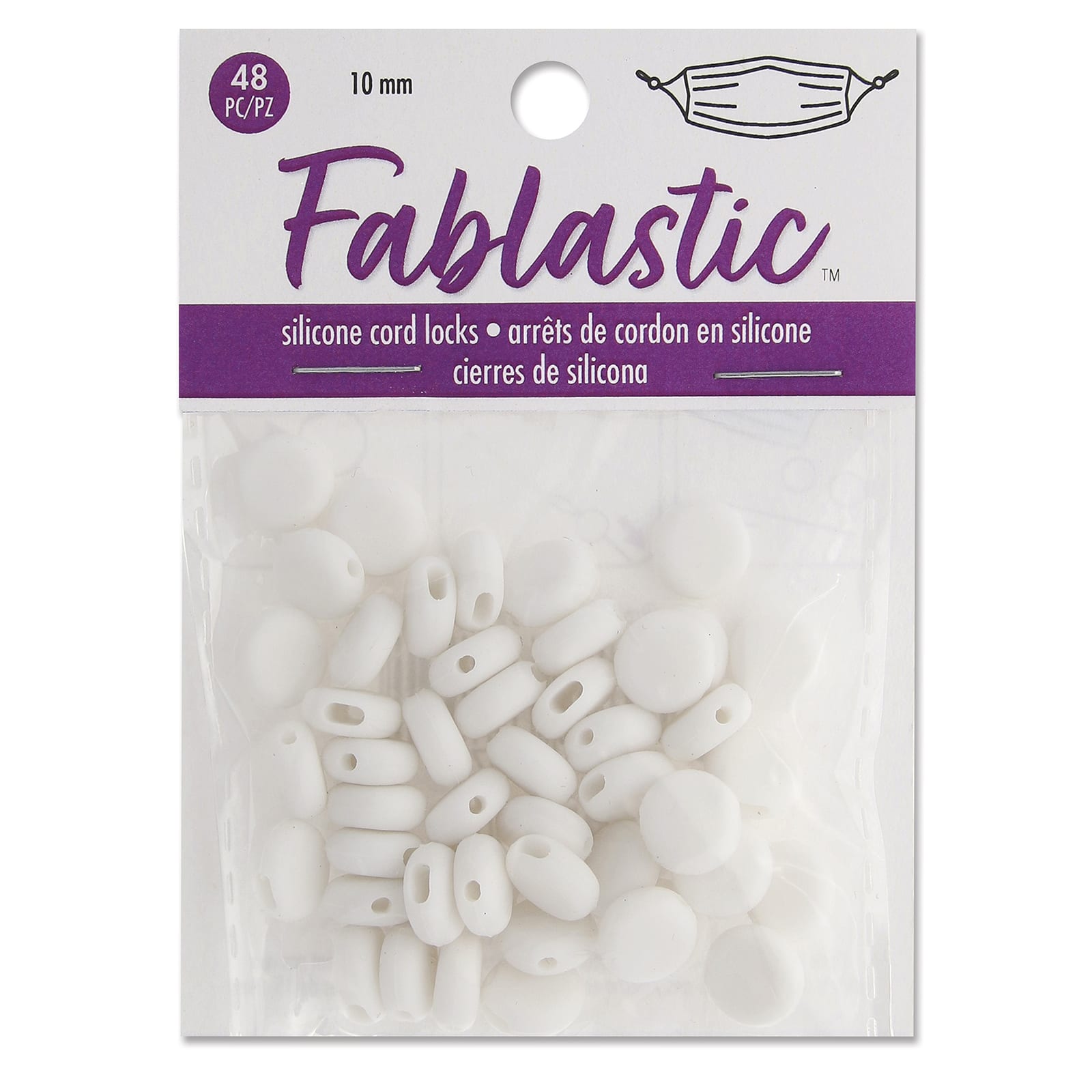 12 Packs: 48 ct. (576 total) Fablastic™ White Silicone Cord Locks, 10mm