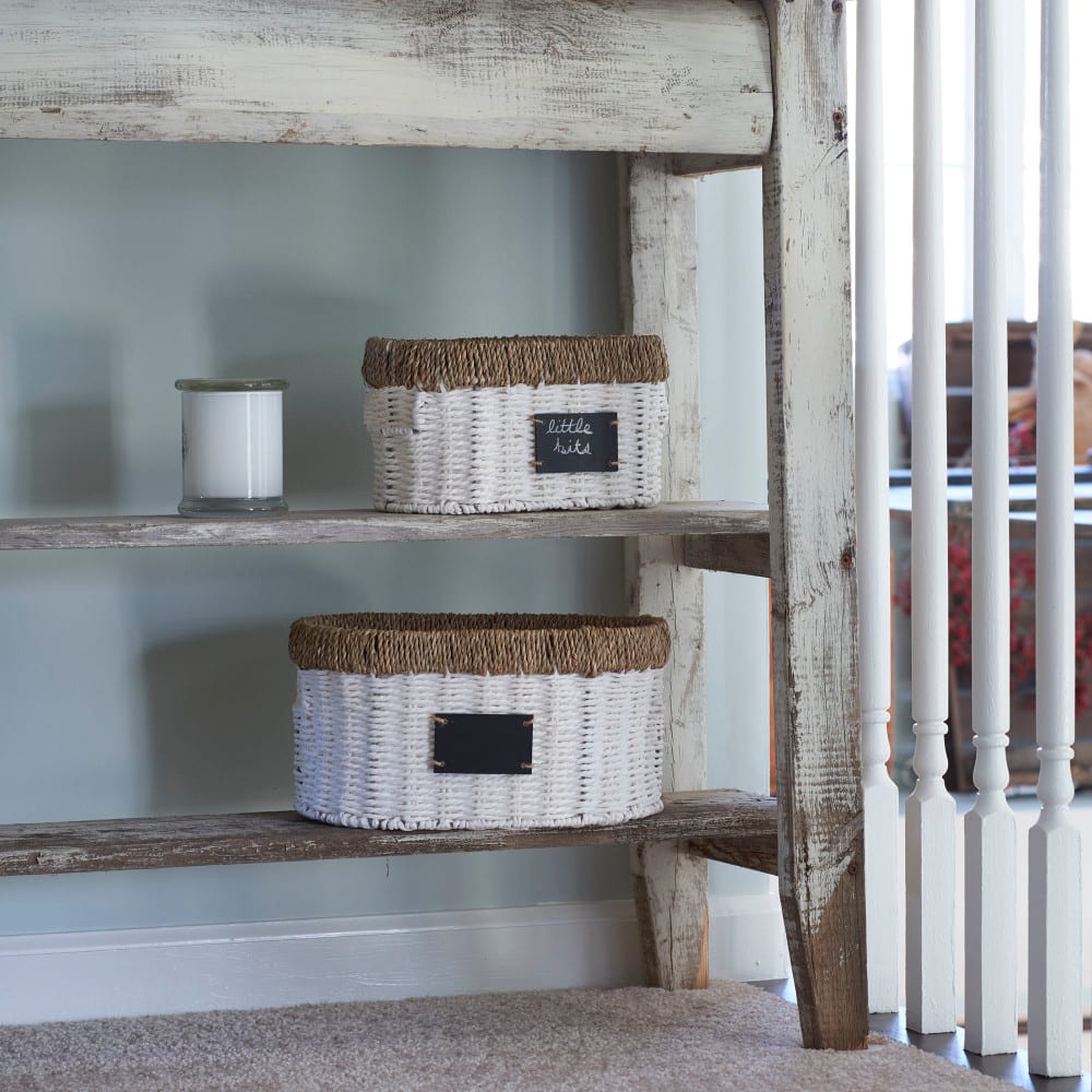 Household Essentials White Woven Oval Baskets, 2ct.